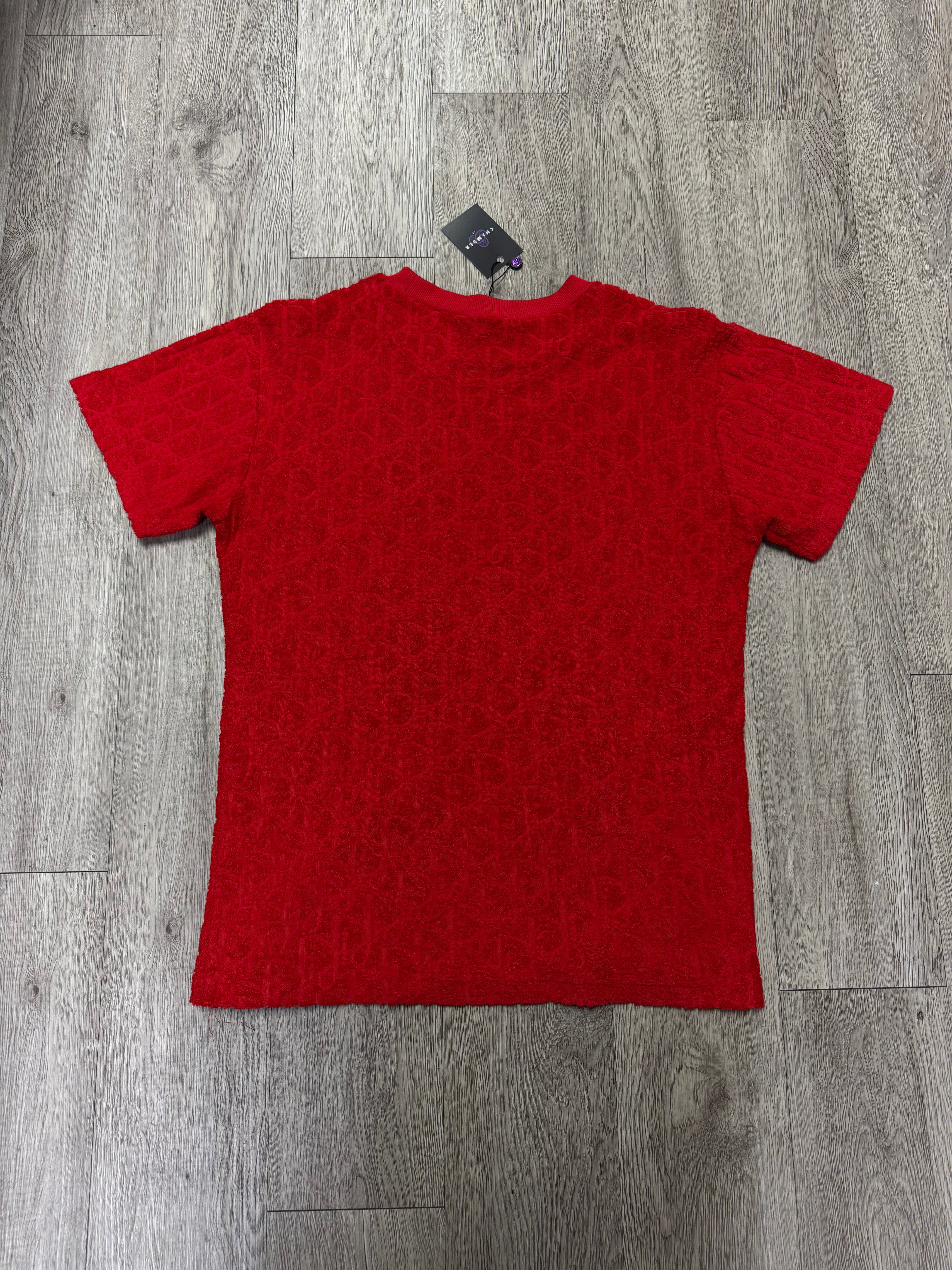 Dior Red Towel Chest Logo Tee
