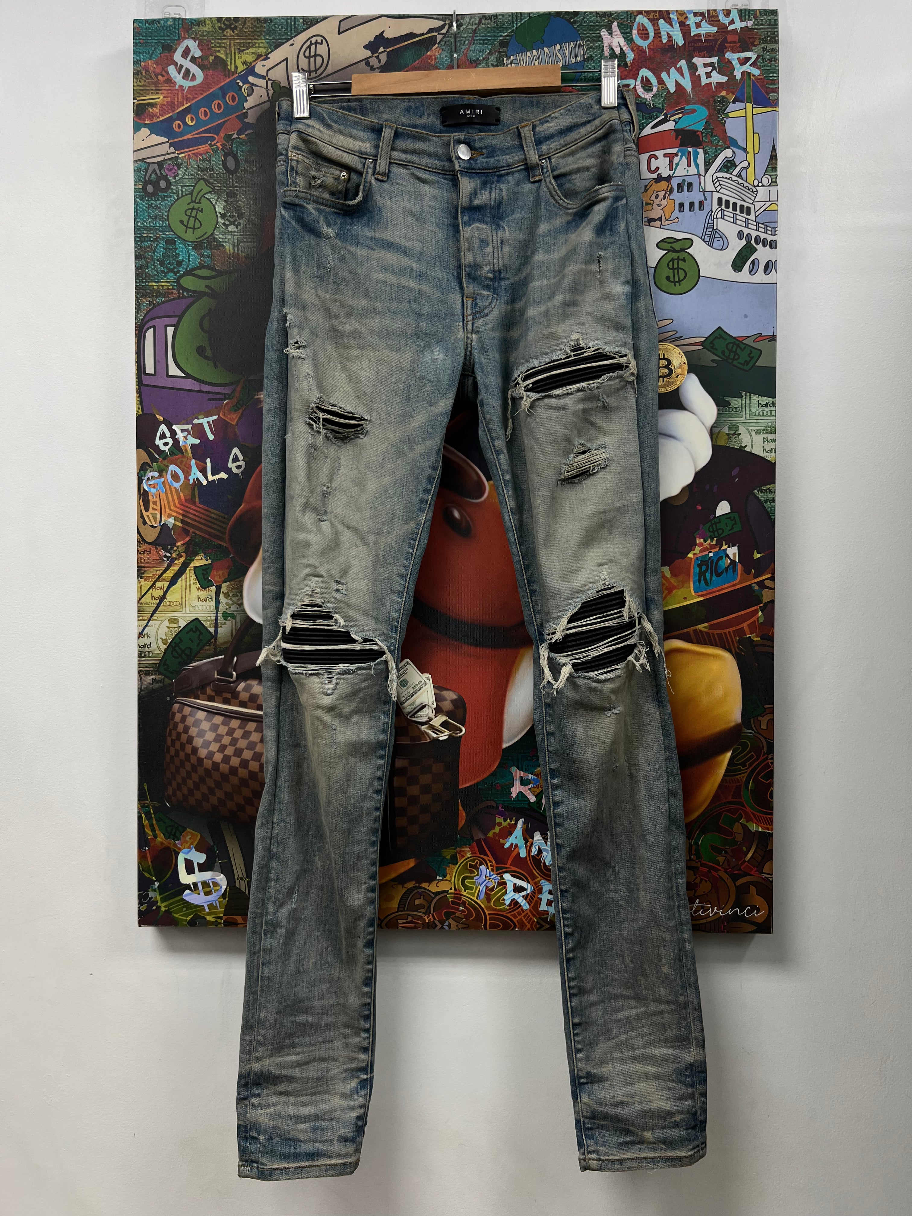 Amiri MX1 Light Wash Black Patch (Altered Fits 29-30) Jeans