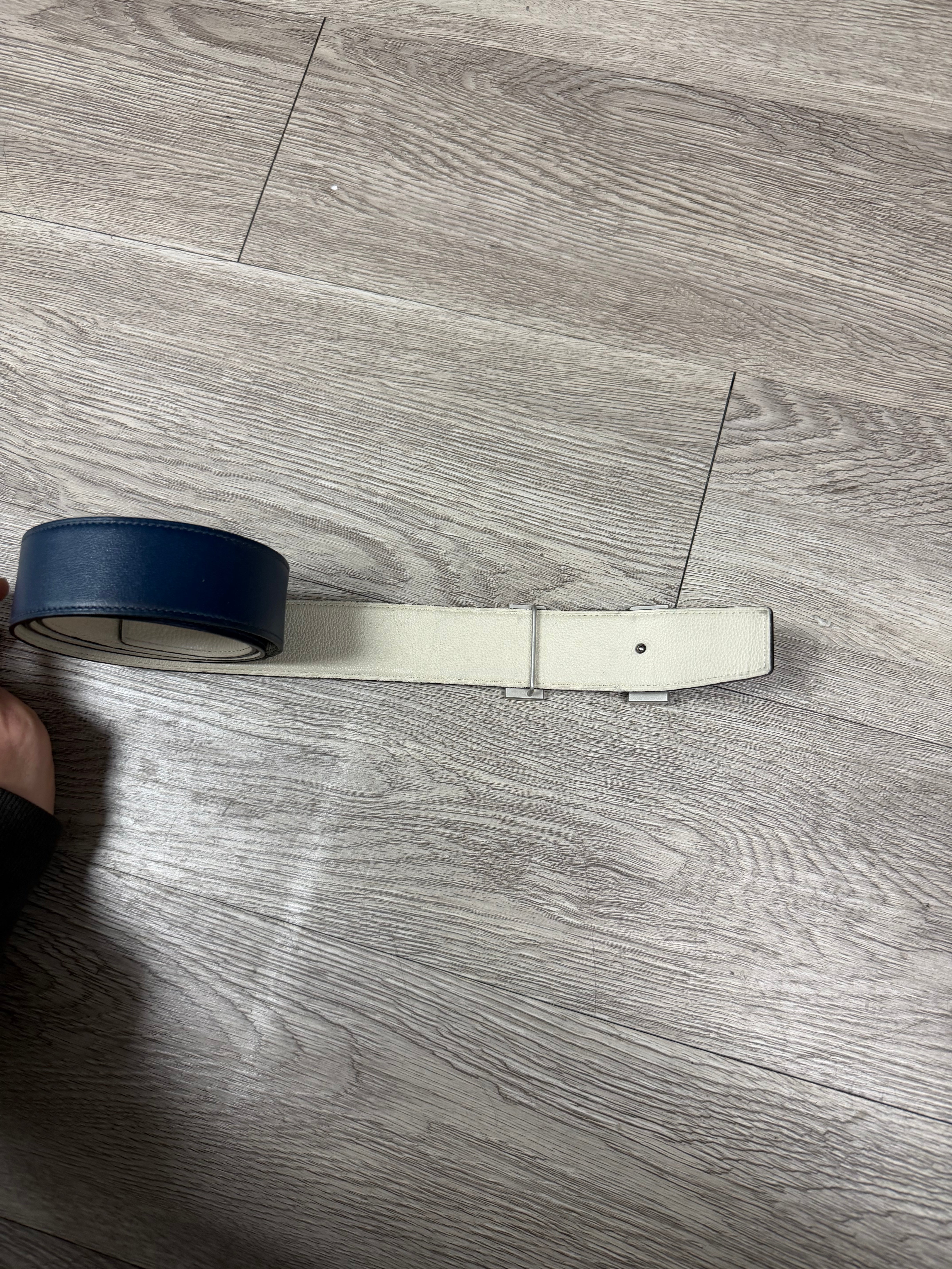 Hermes H Buckle Navy Belt