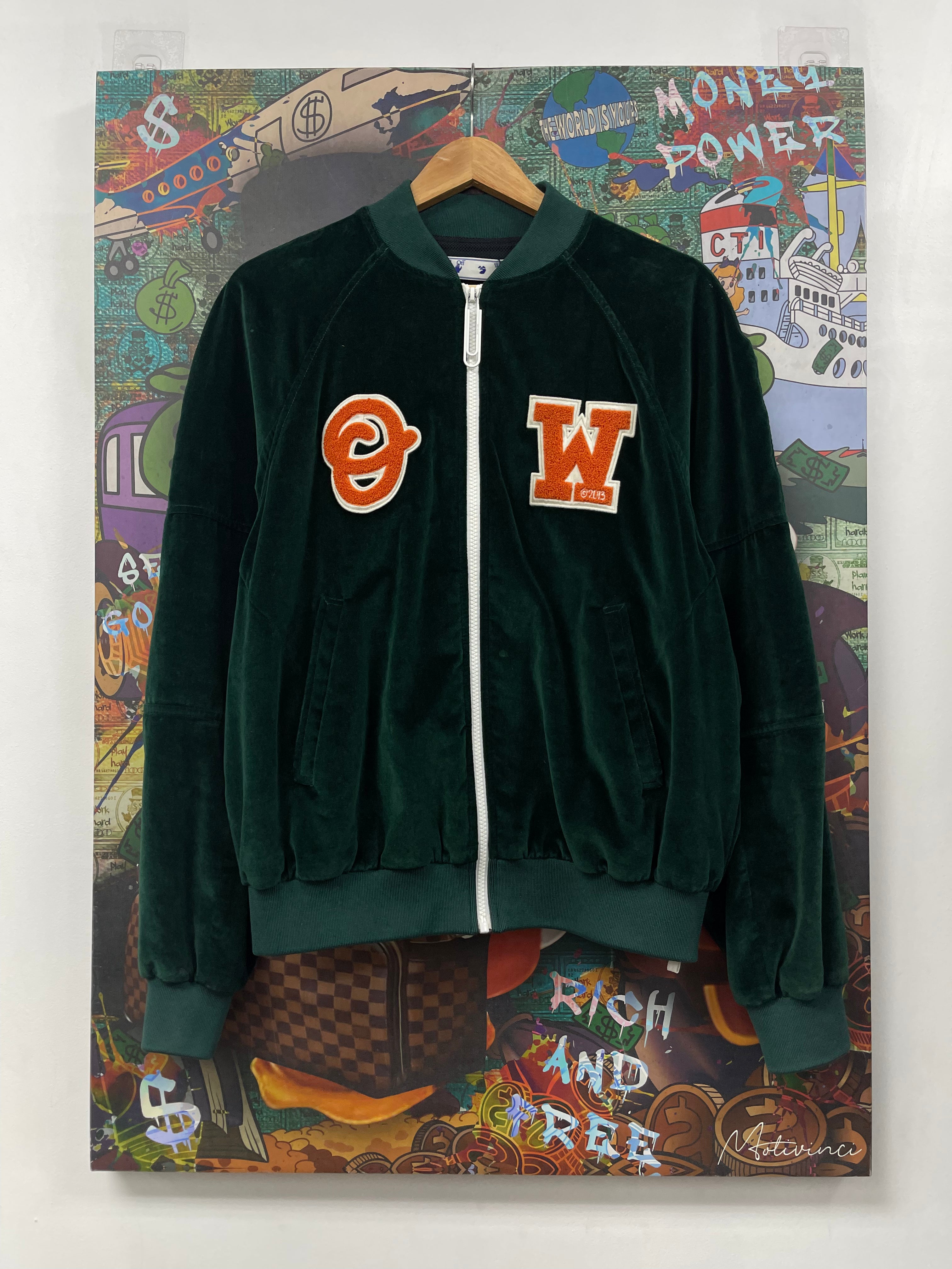 Off White Green Orange Velour Track Jacket