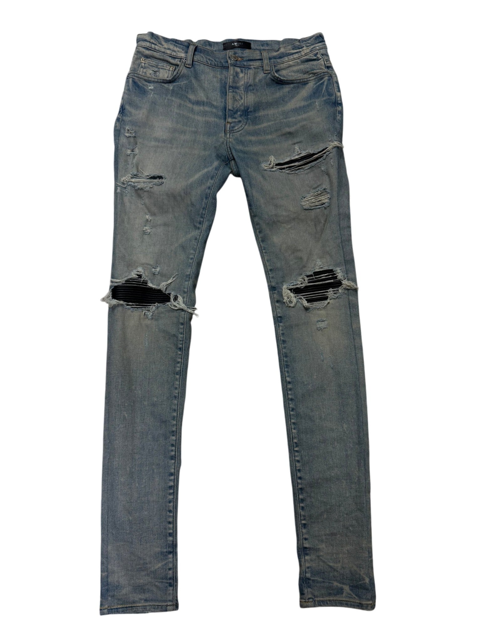 Amiri MX1 Patch Light Wash Black Jeans