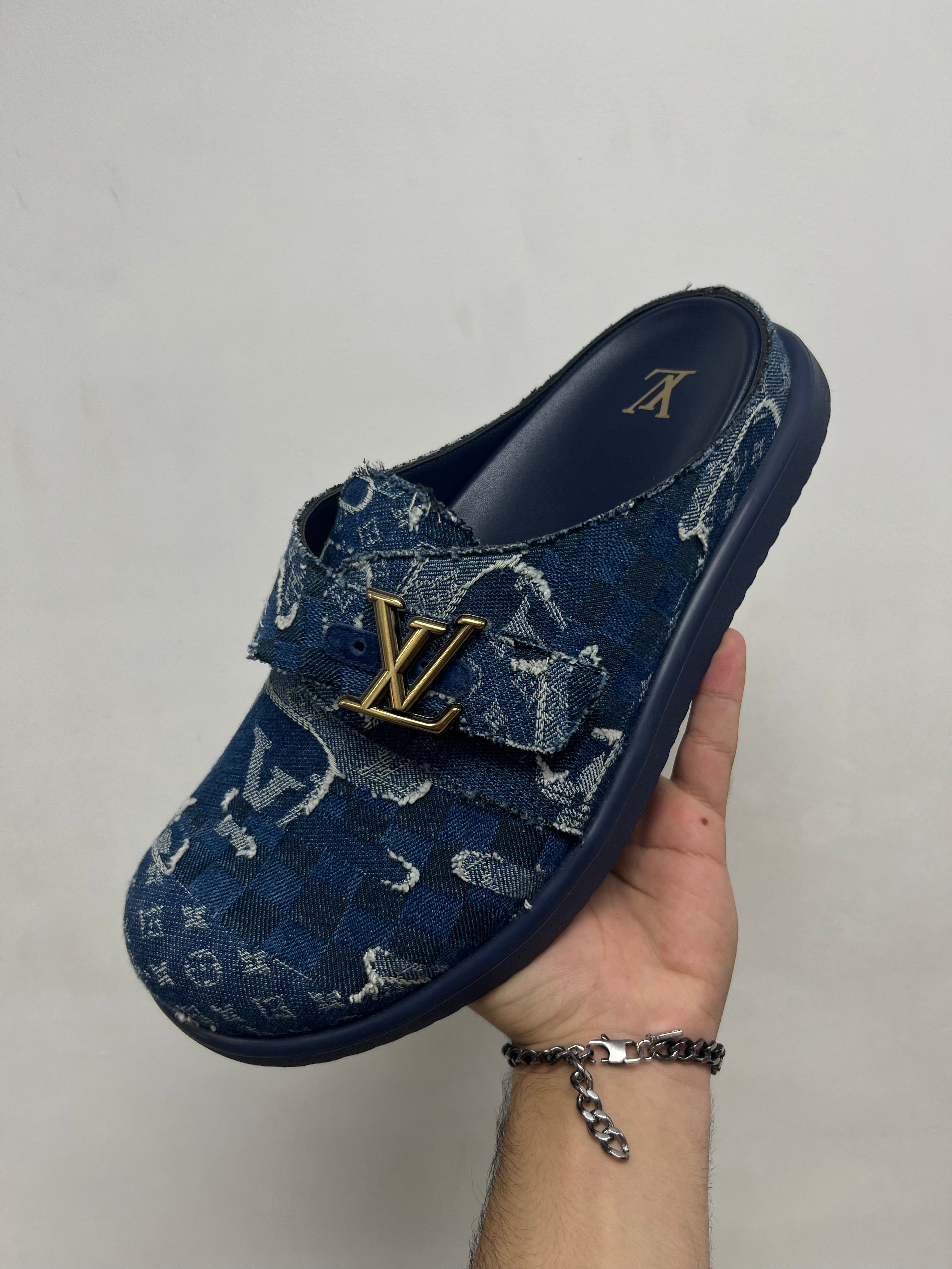 Louis Vuitton Blue Denim Easy Mule Slides