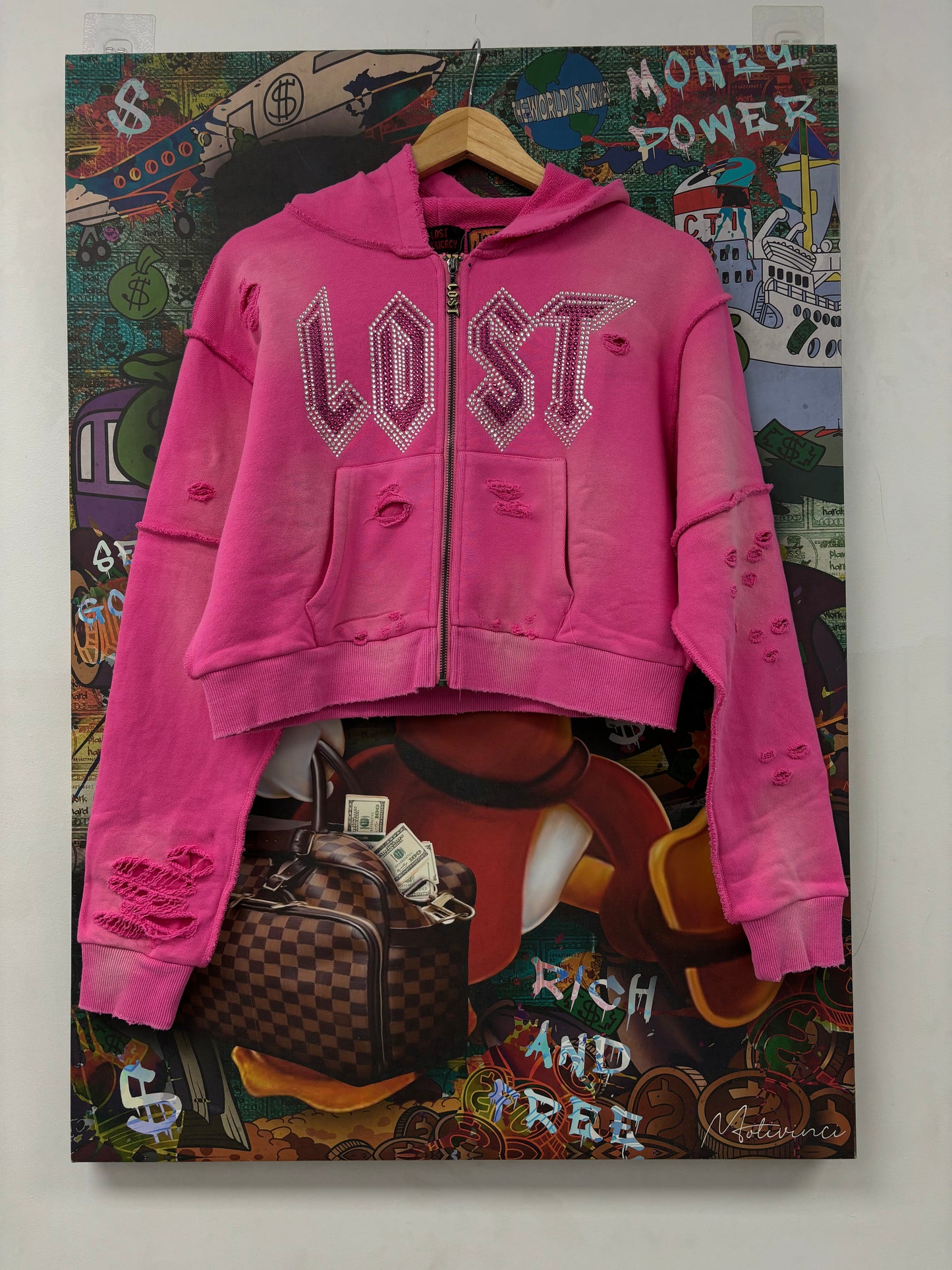 Lost Intricacy Hoodie Pink Rhinestone Women's