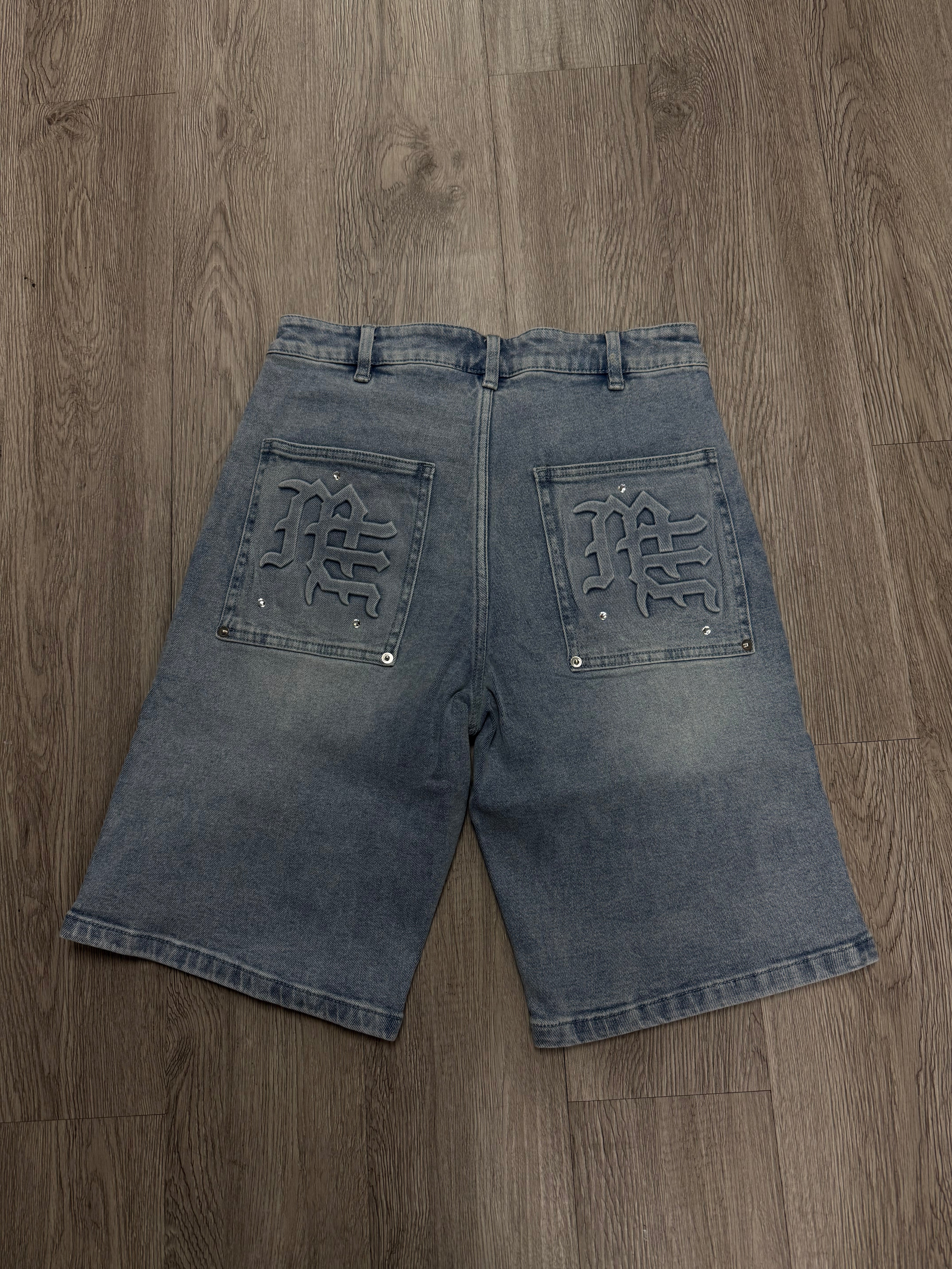 Mixed Emotion Paisley Denim Blue Shorts