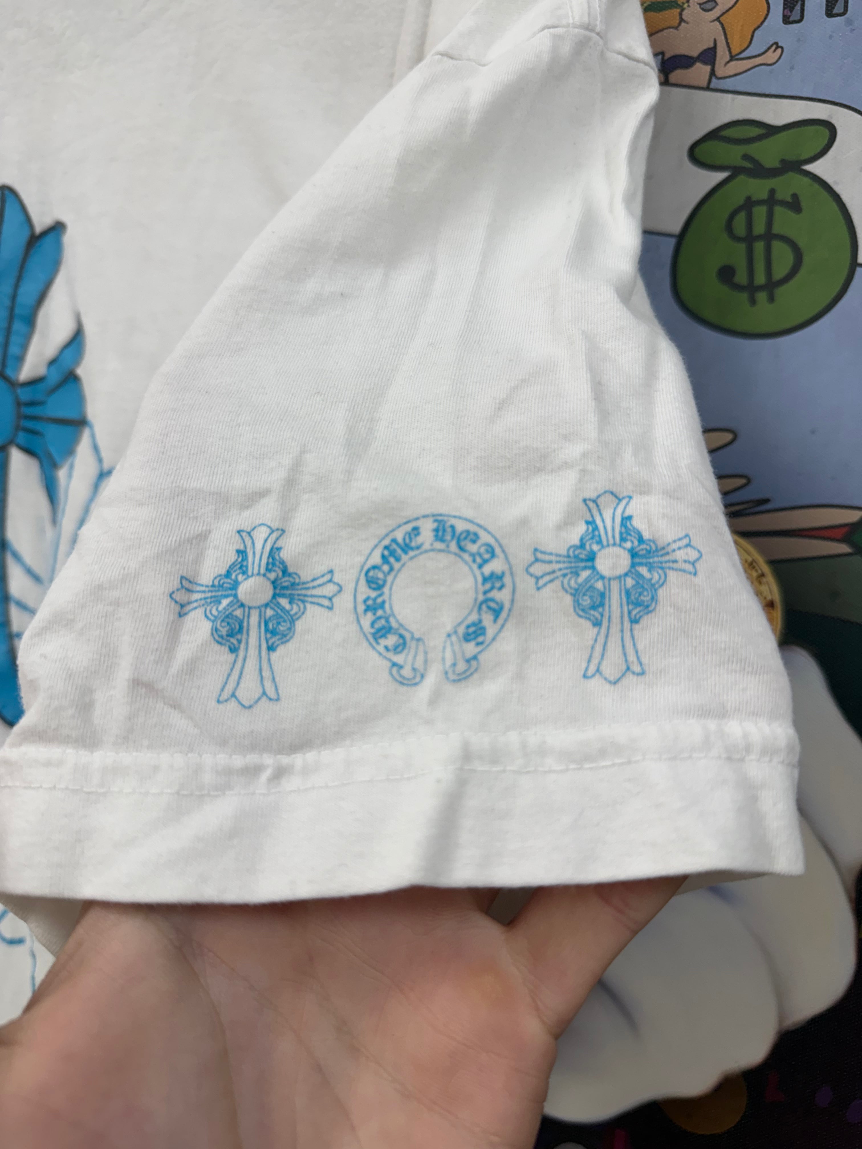 Chrome Hearts White Blue Triple Cross Tee