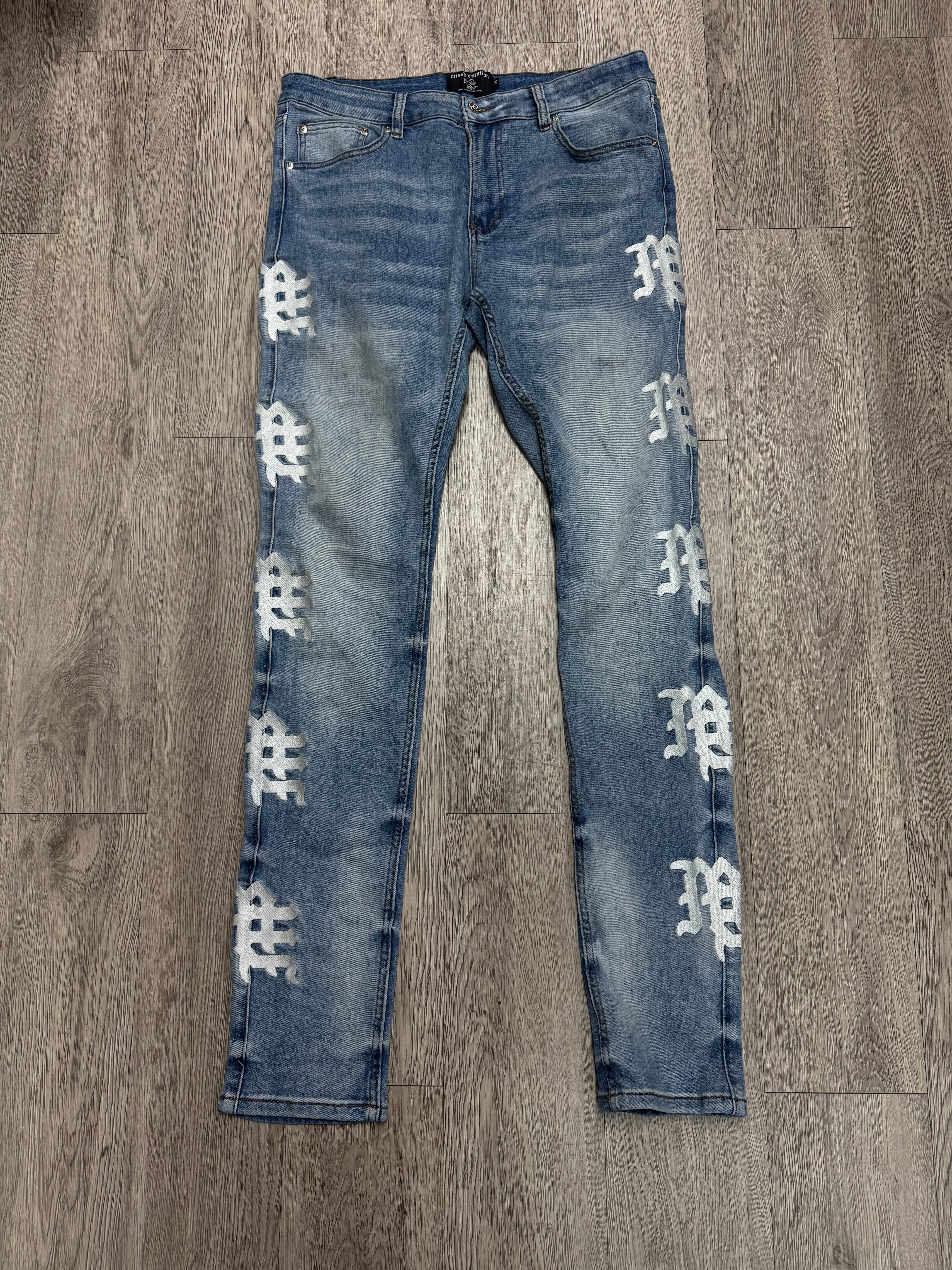 Mixed Emotion Light Wash White ME Jeans