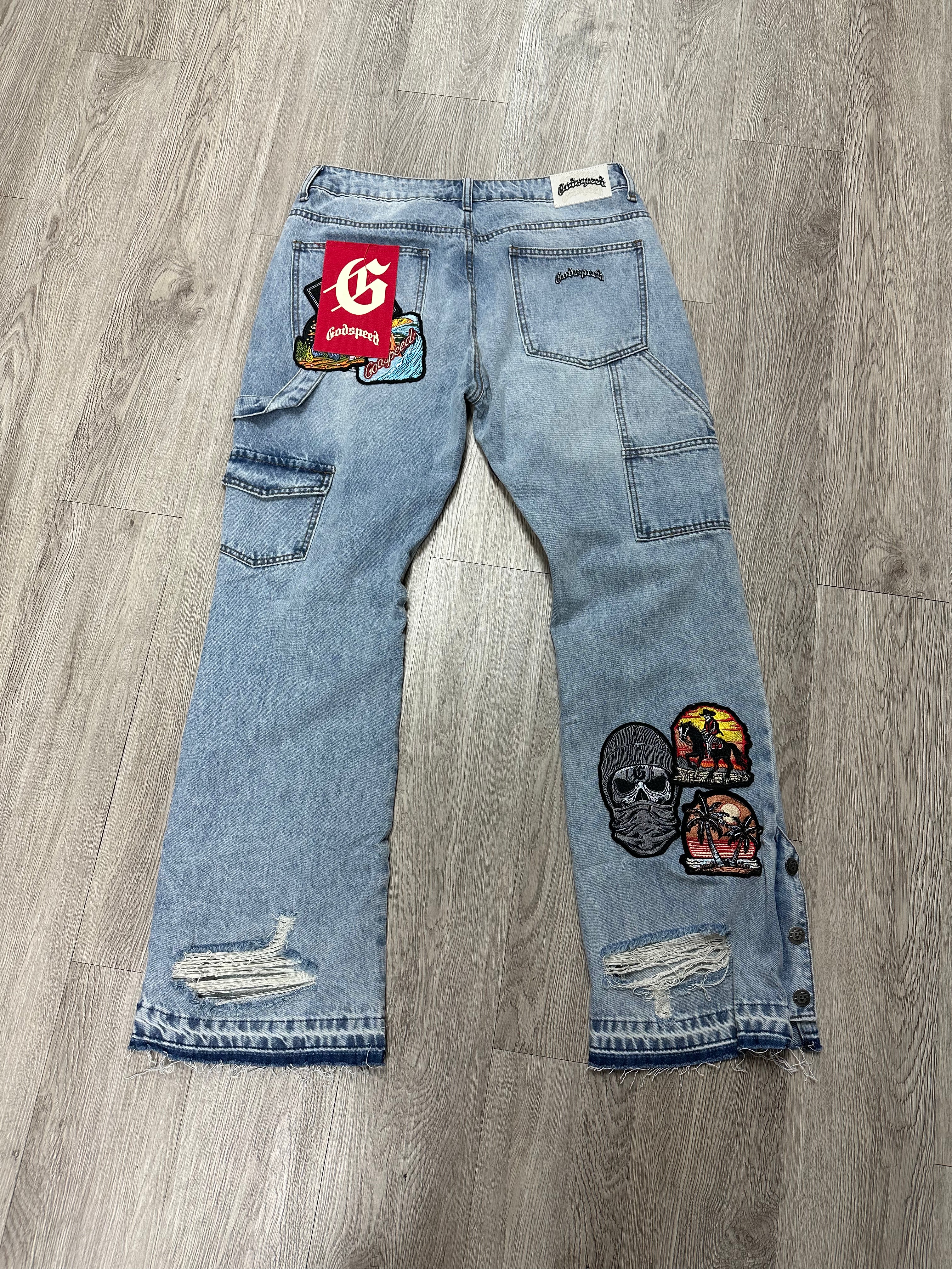 Godspeed Jeans Blue Wash Patchwork (30 & 32) New