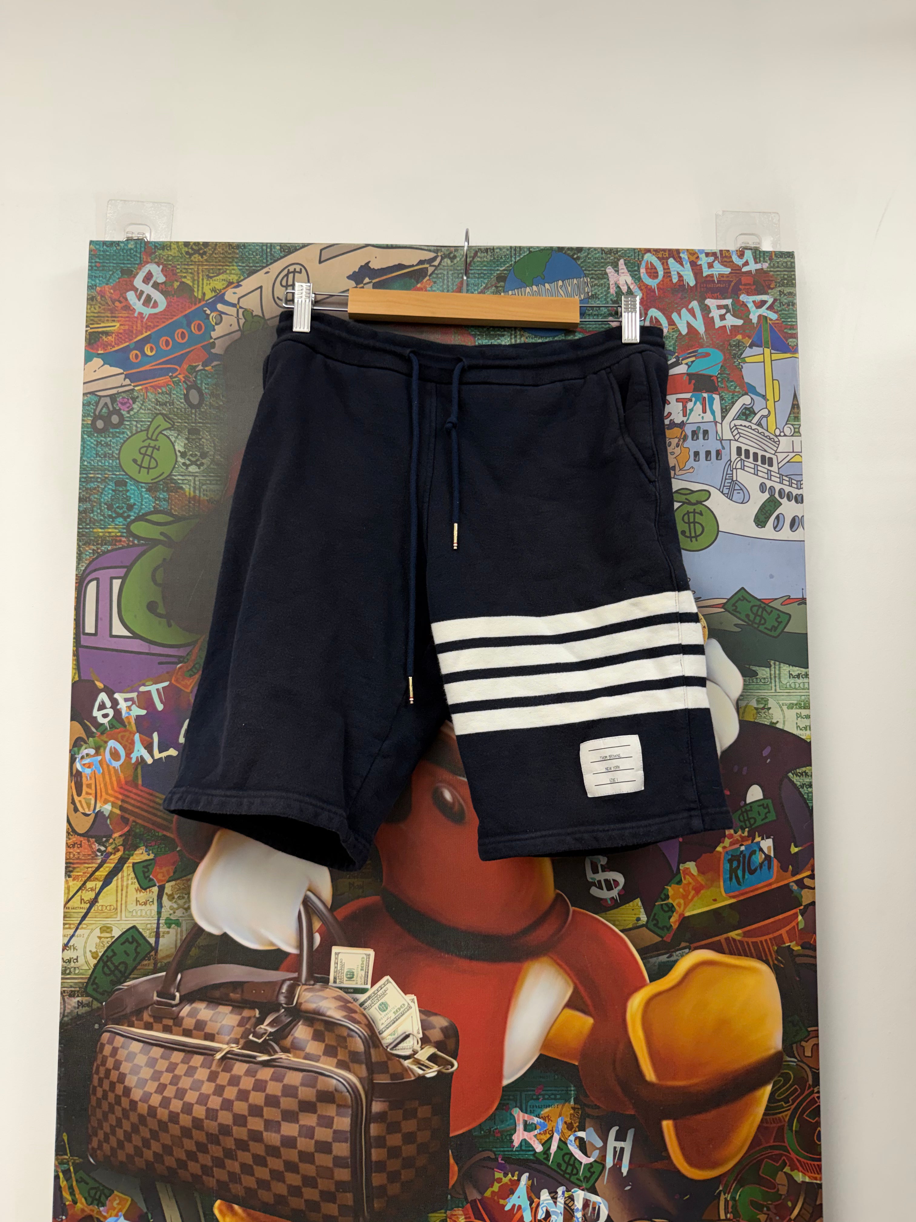Thom Browne Navy White 4 Bar Shorts