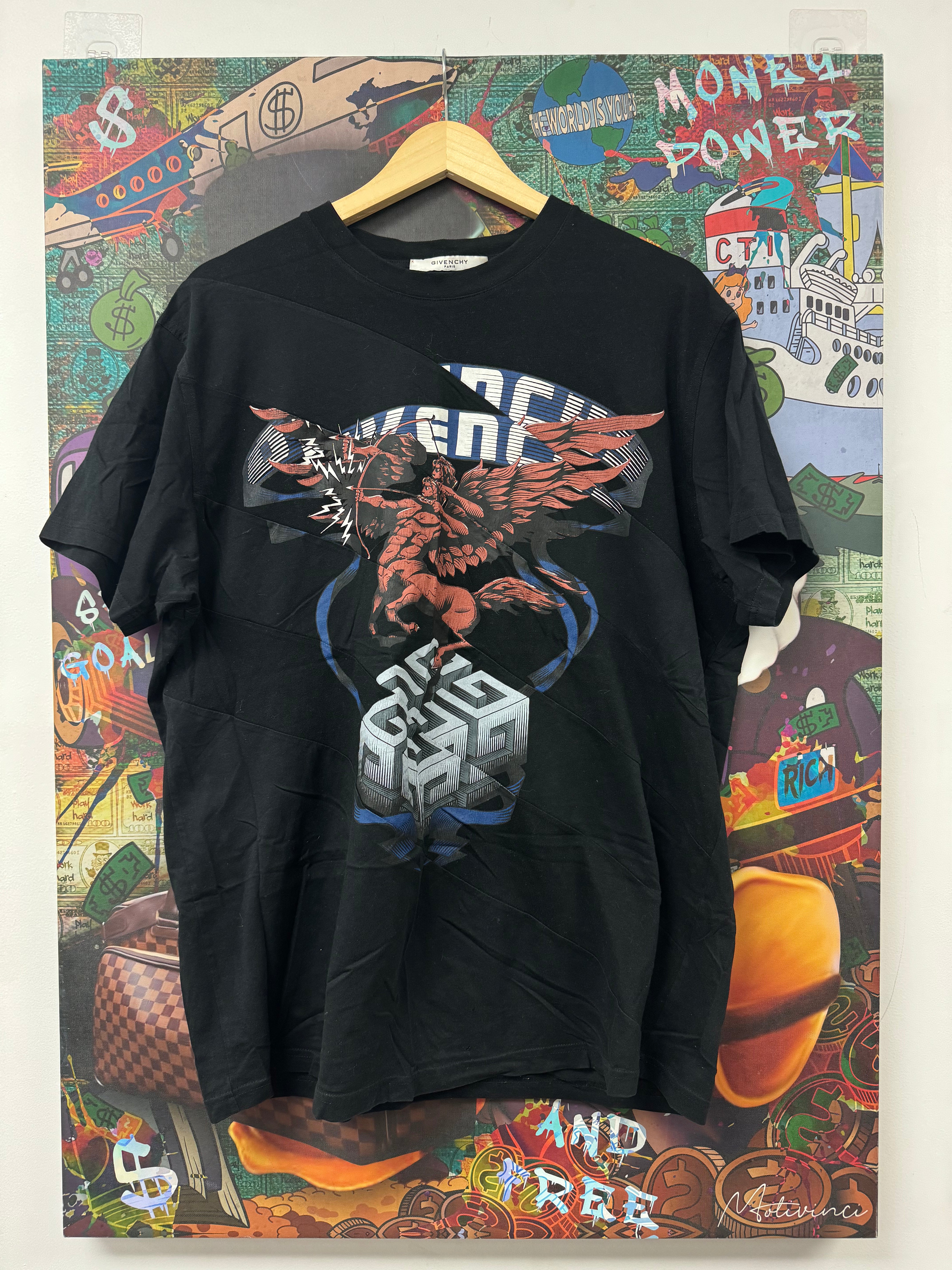 Givenchy Flying Horsemen Tee Black Used Small