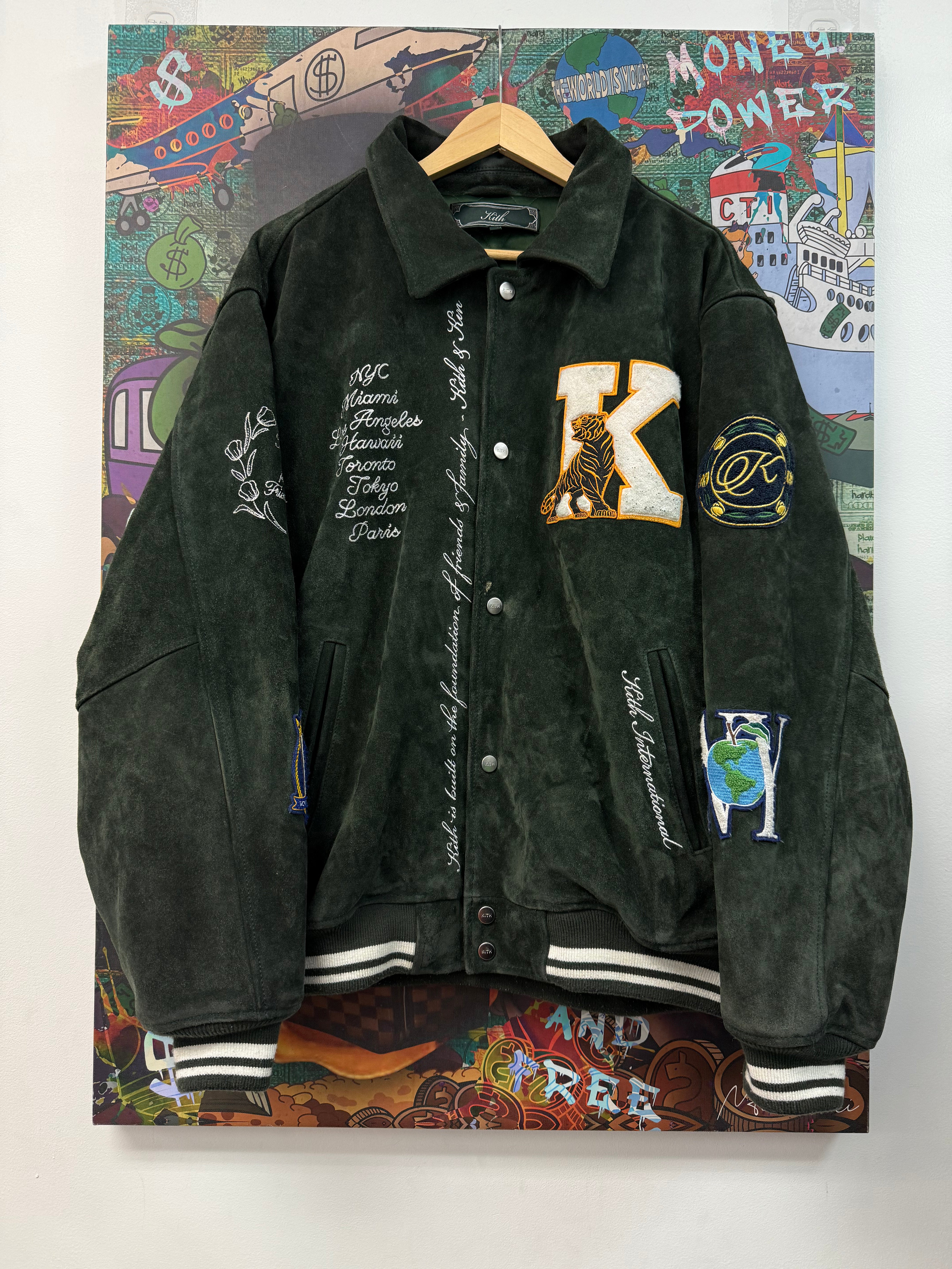 Kith Leather Dark Green Varsity Jacket