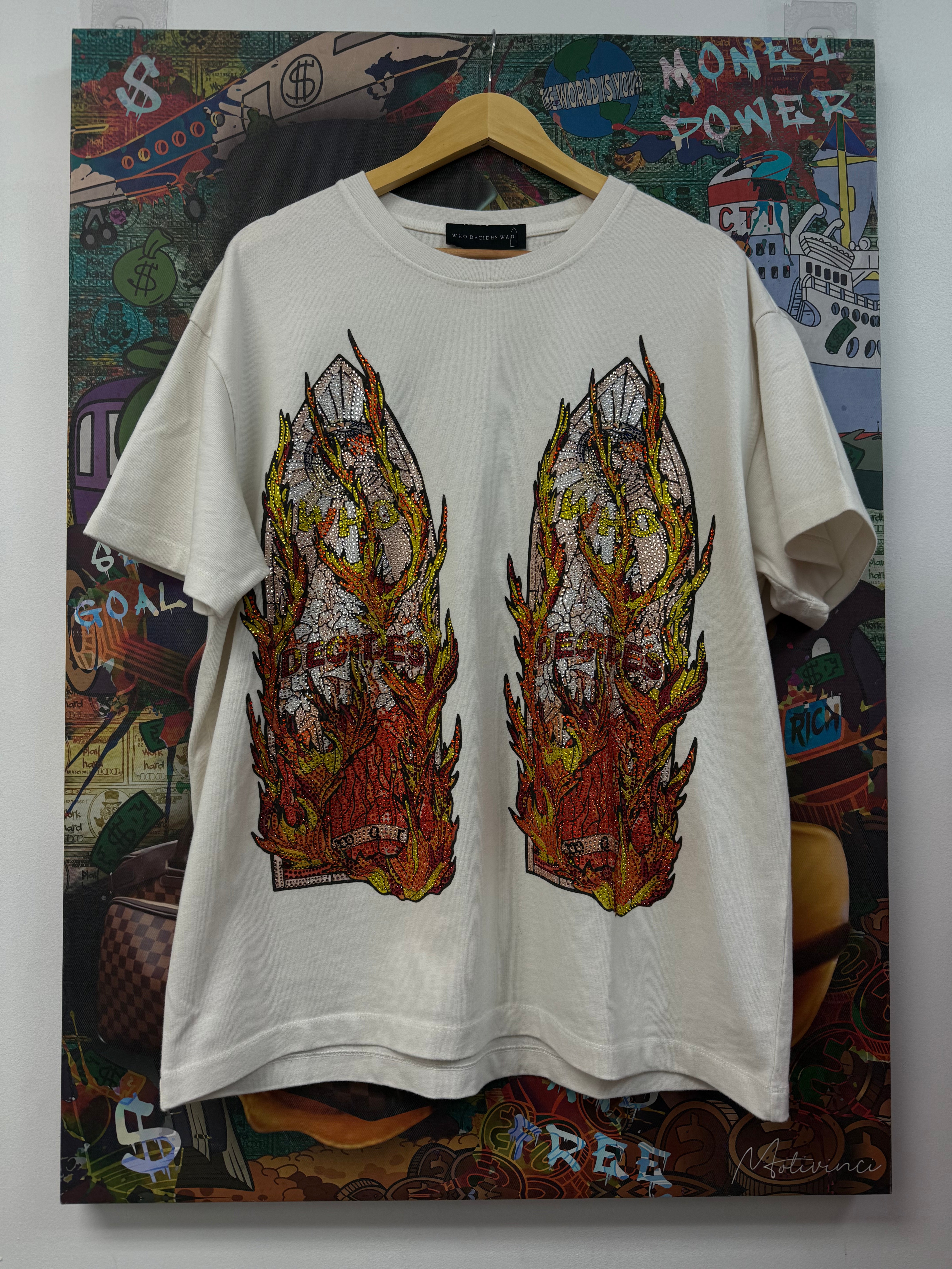 Who Decides War White Cloud Rhinestone Tee