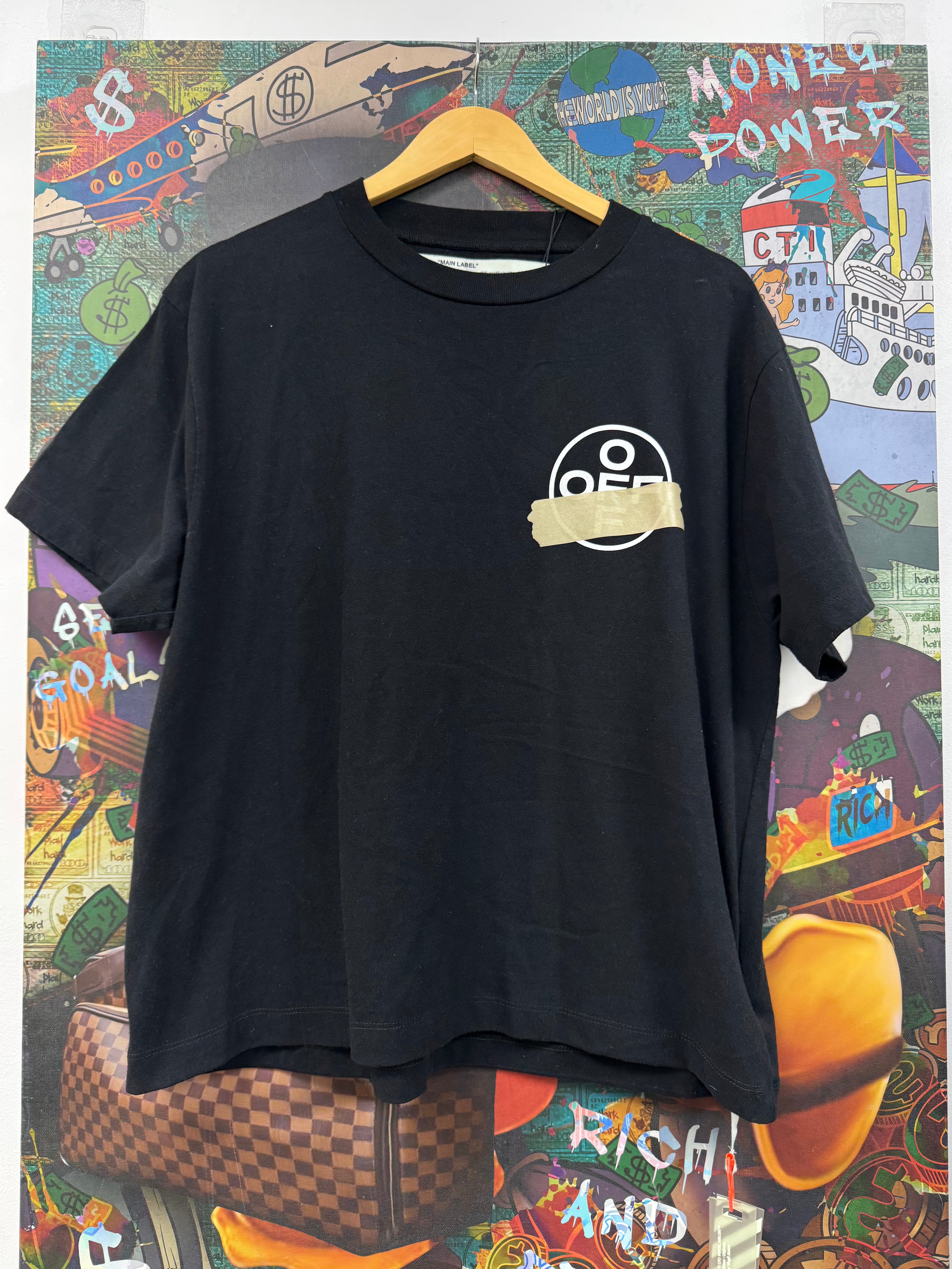 Off-White Black Tan Tape Tee