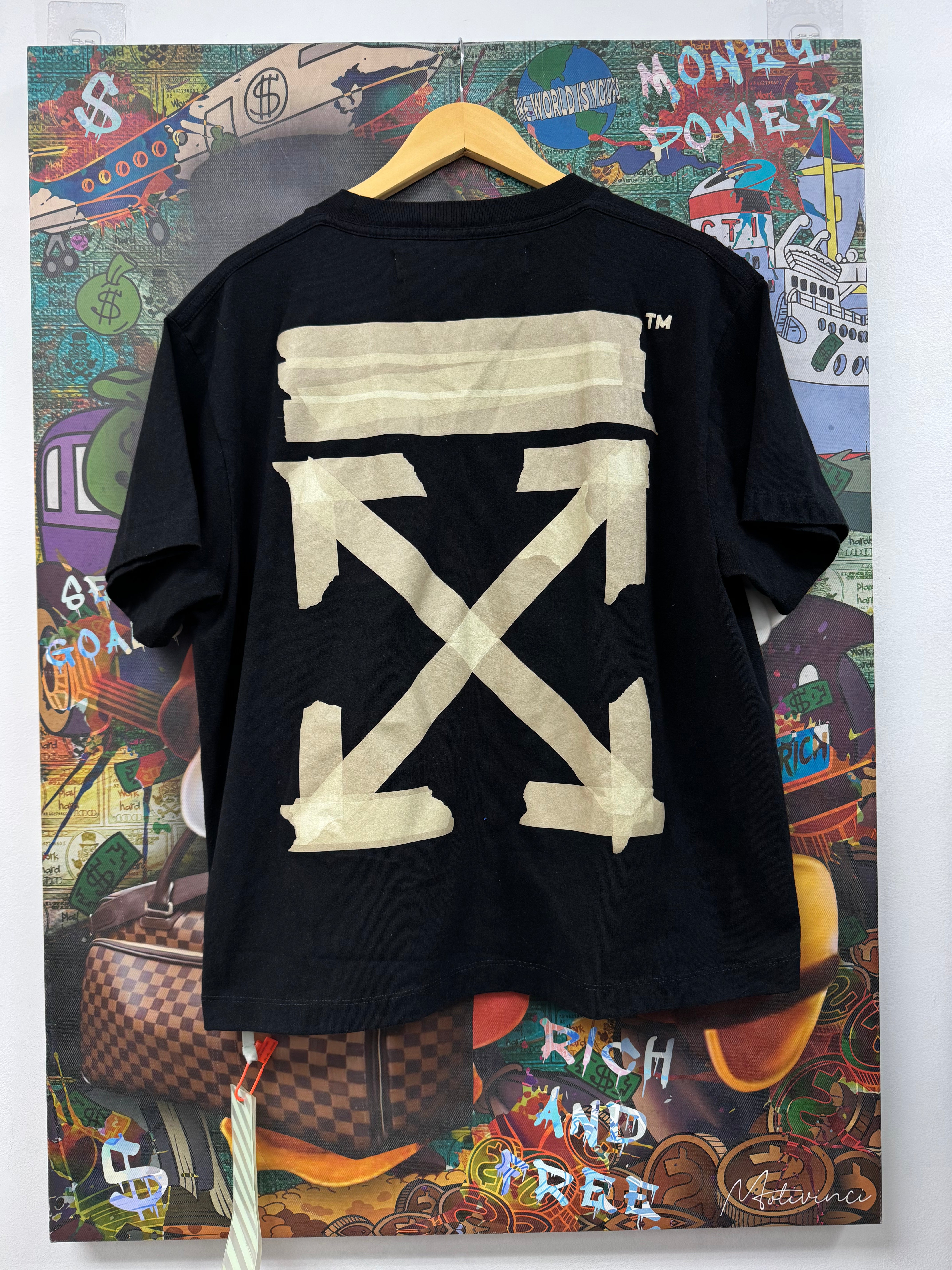 Off-White Black Tan Tape Tee