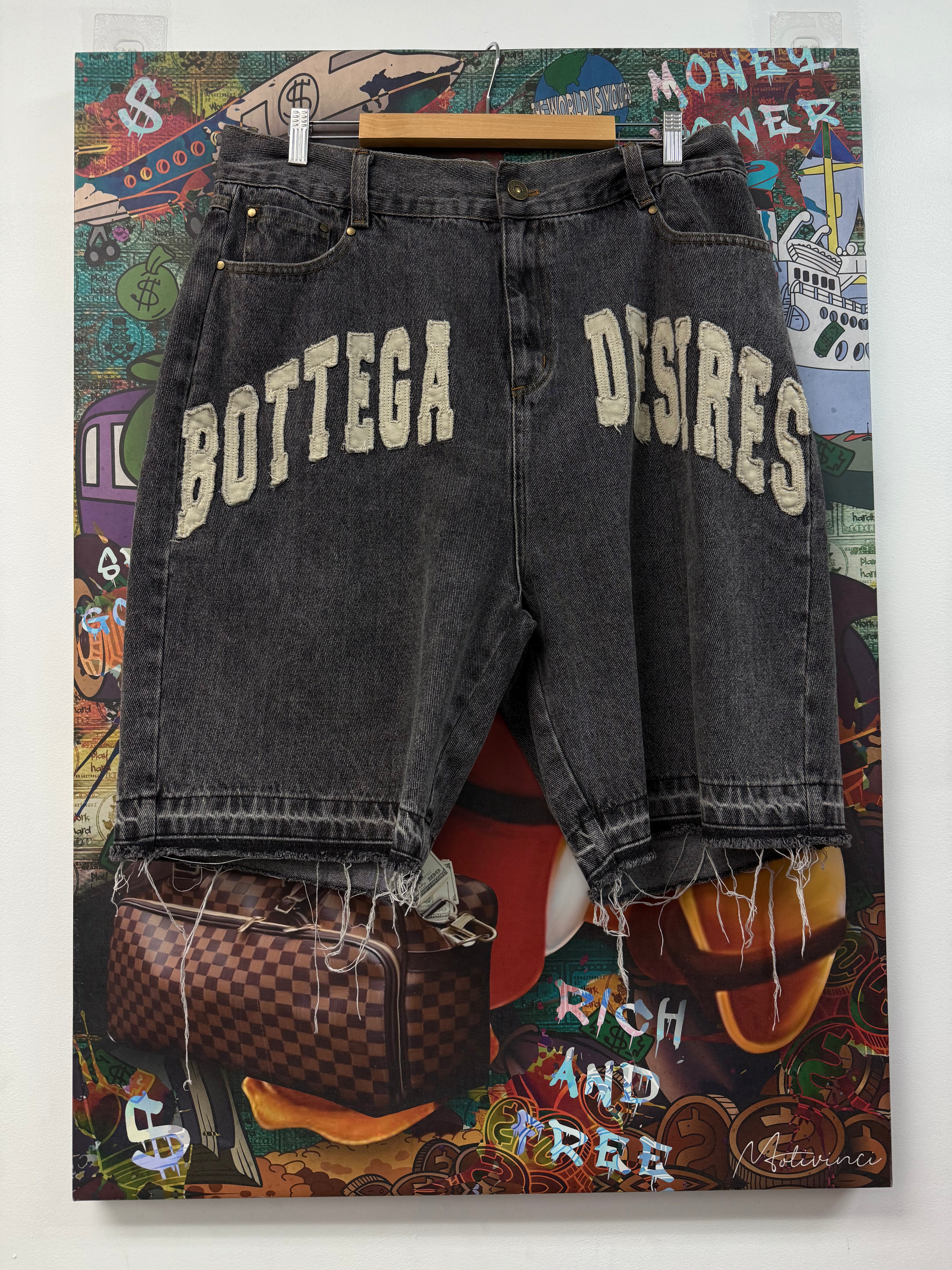 Bottega Desires Grey Core Logo Shorts