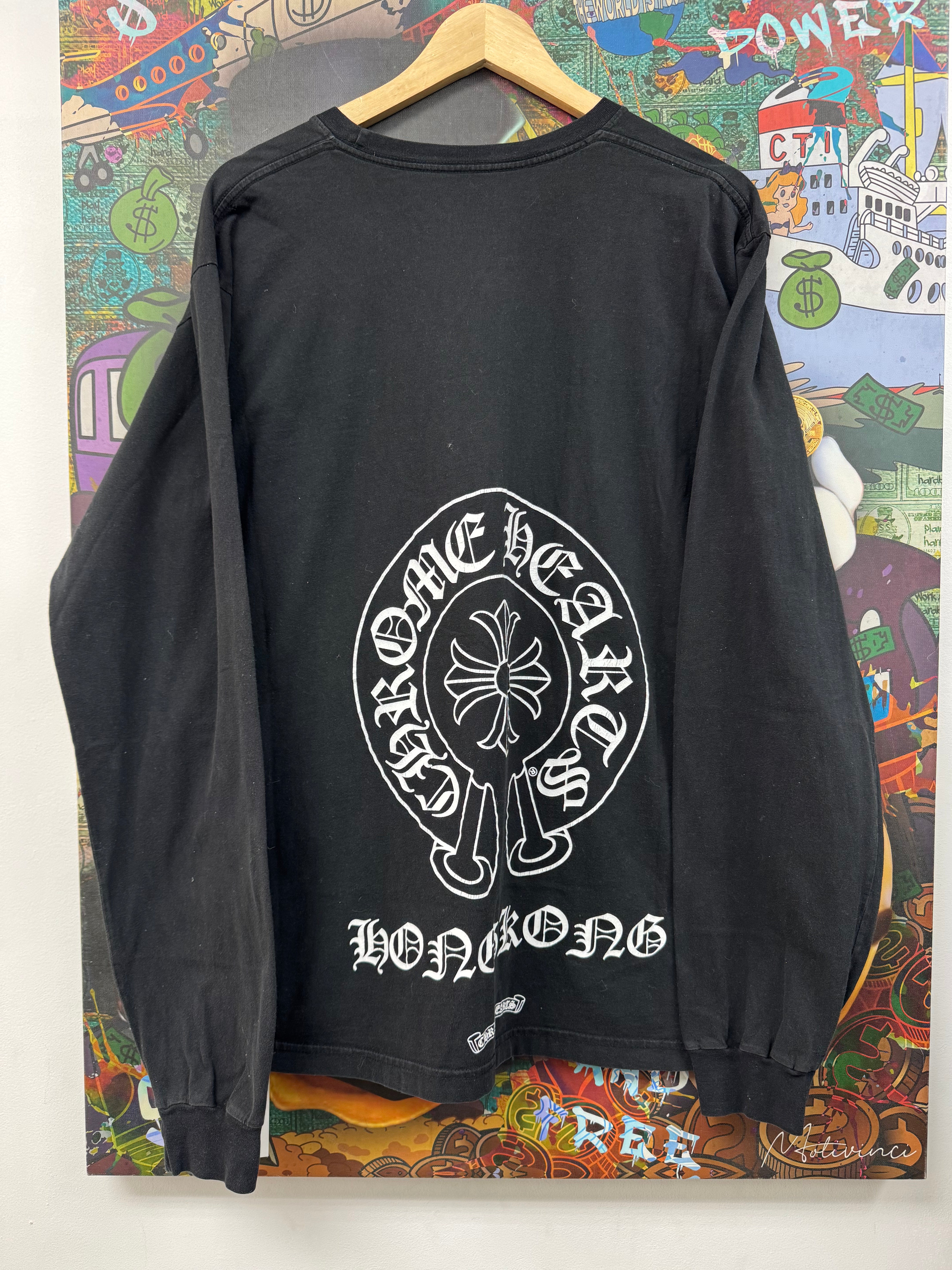 Chrome Hearts Black Floral Horseshoe Hong Kong Long Sleeve