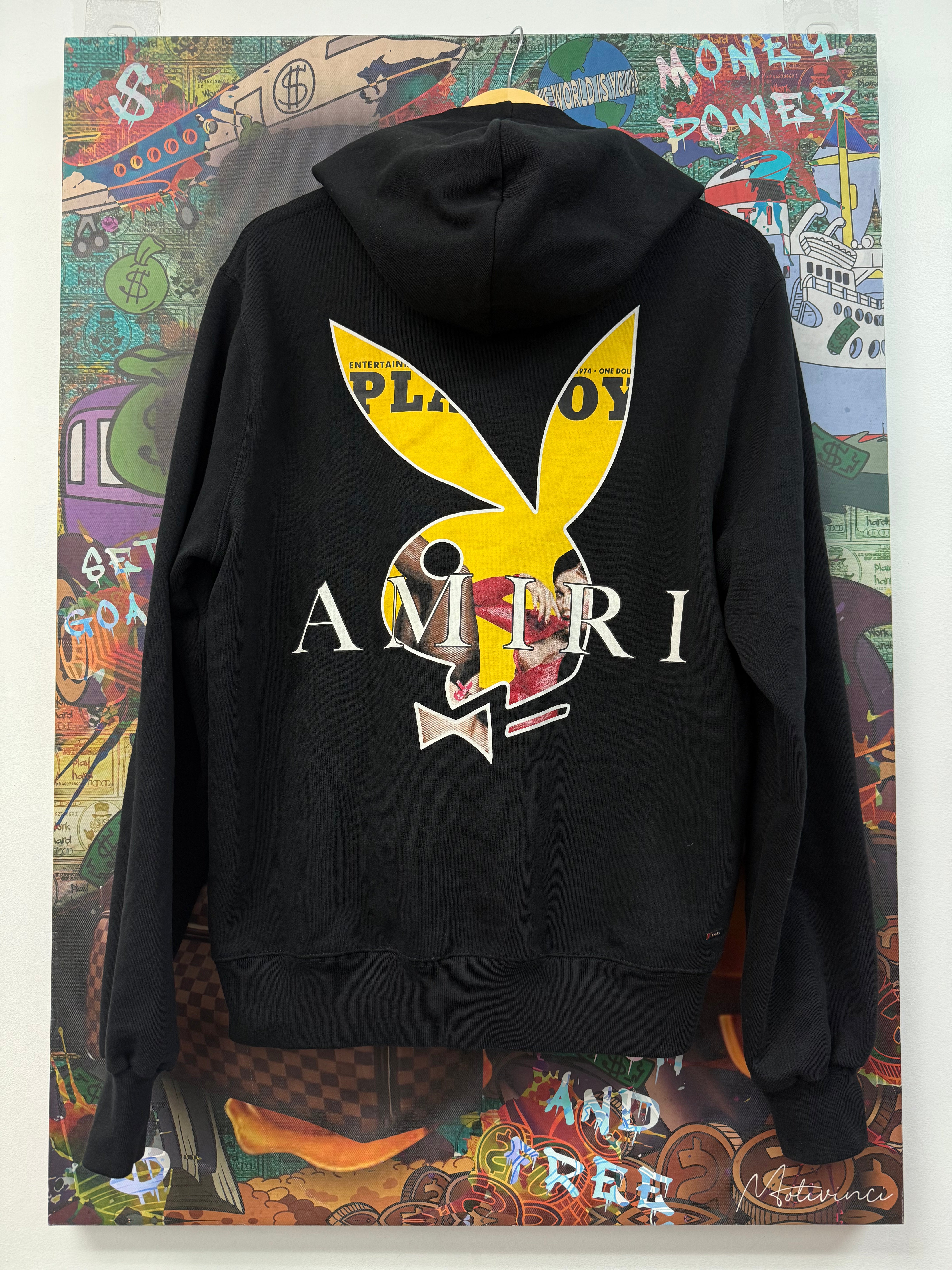 Amiri Black Playboy Yellow Hoodie
