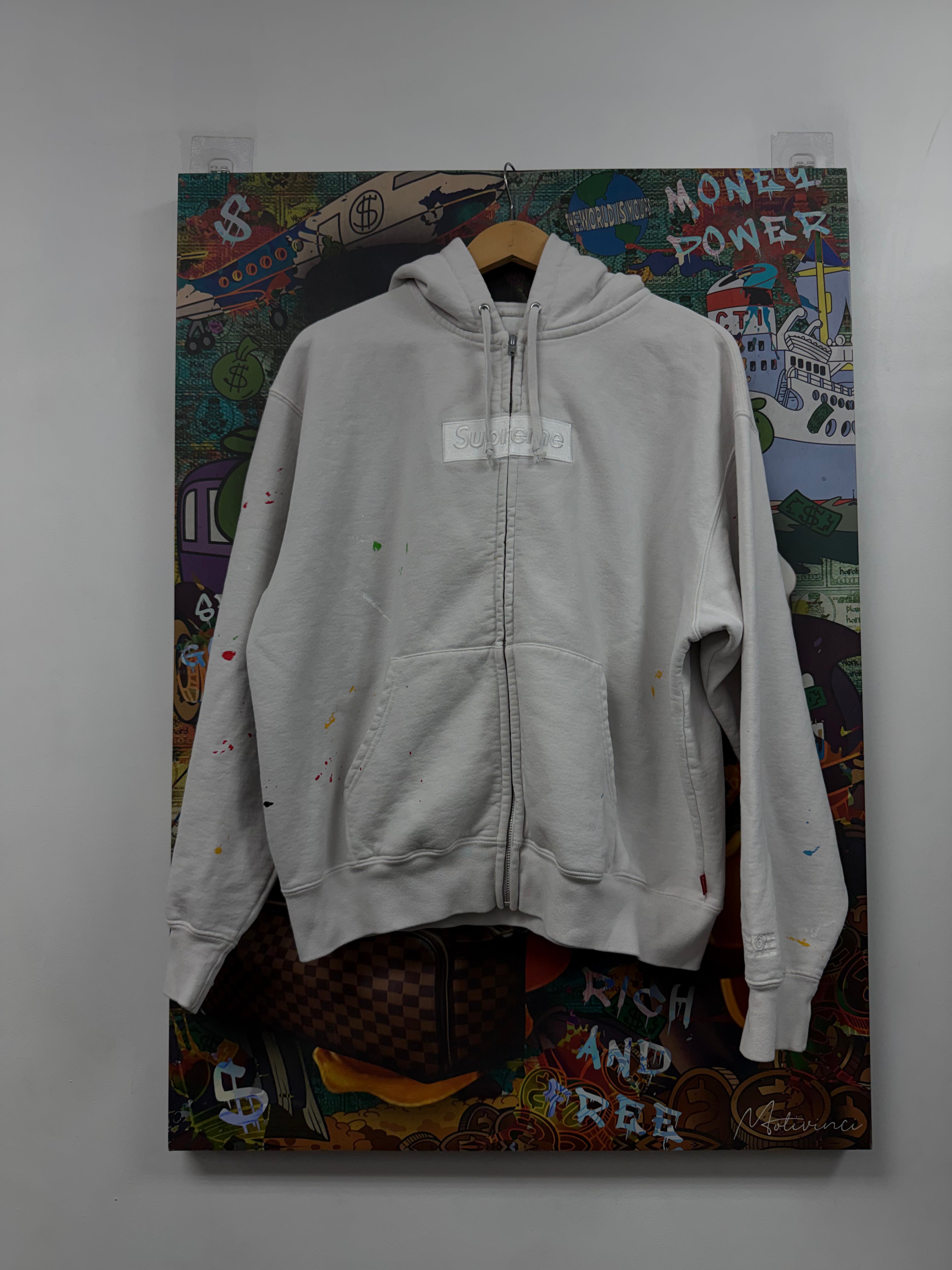 Supreme Margiela White Paint Splatter Zip Up