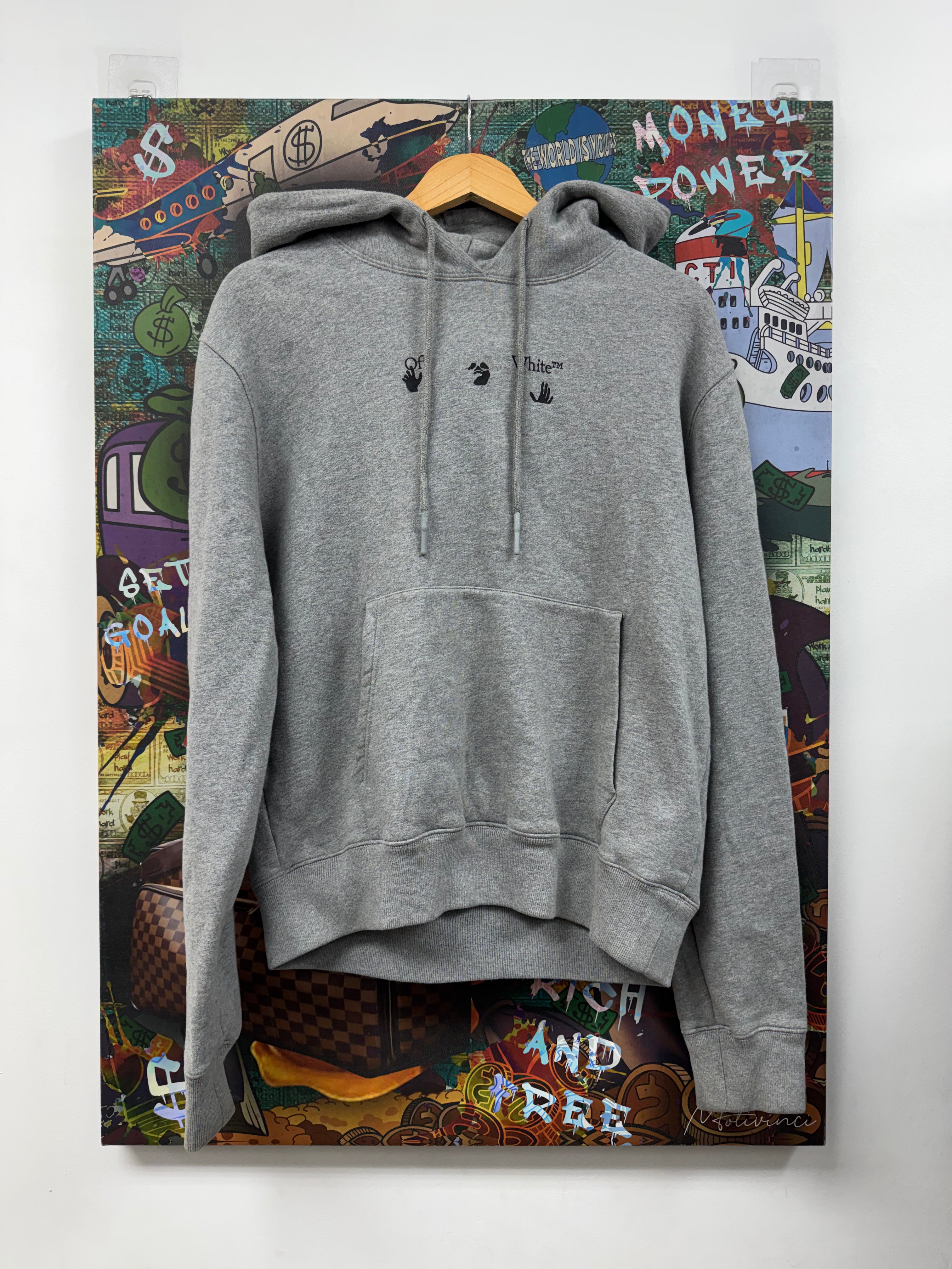 Off White Grey Blue White Drip Hoodie