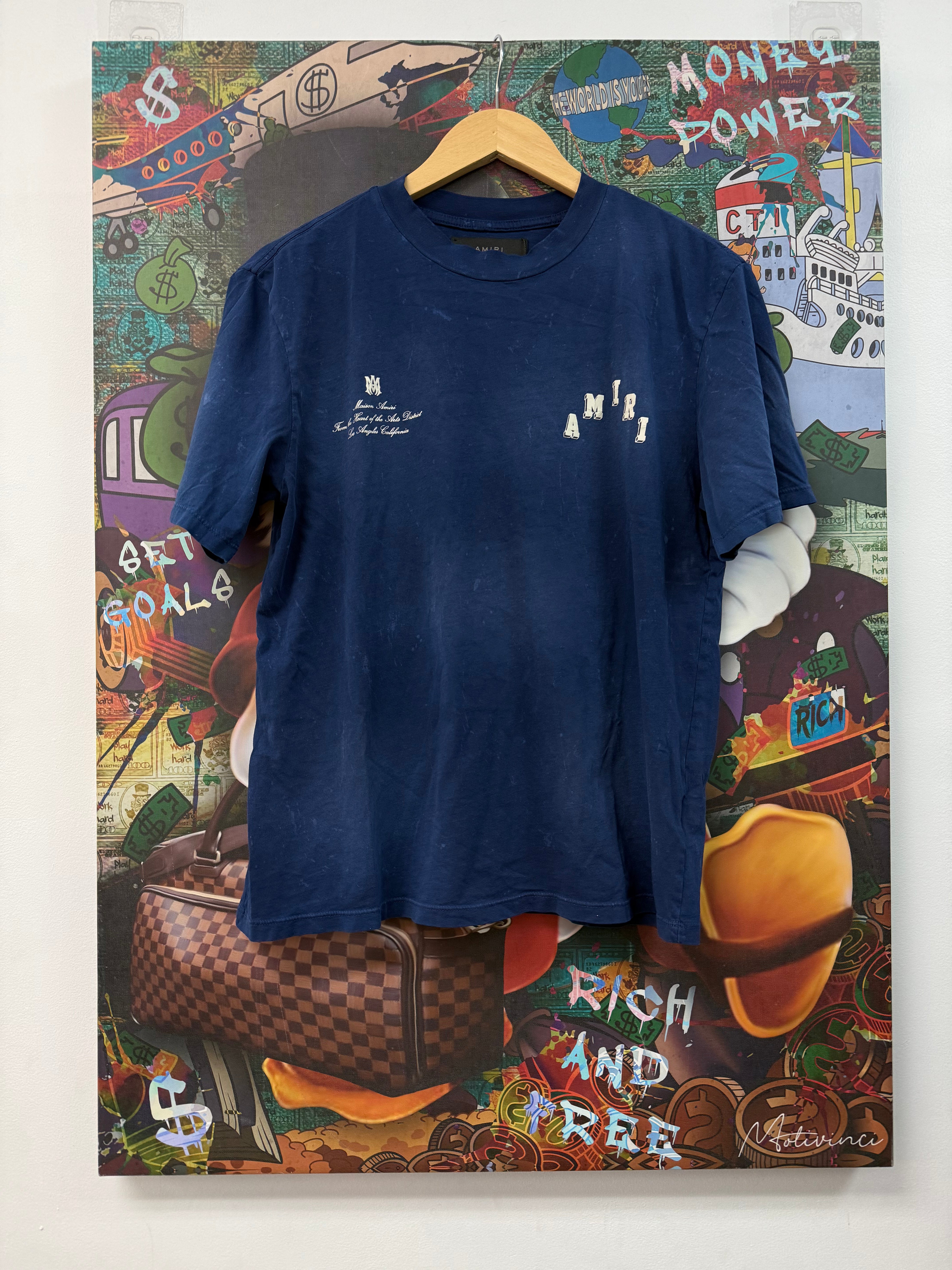 Amiri Vintage Navy Collegiate Tee