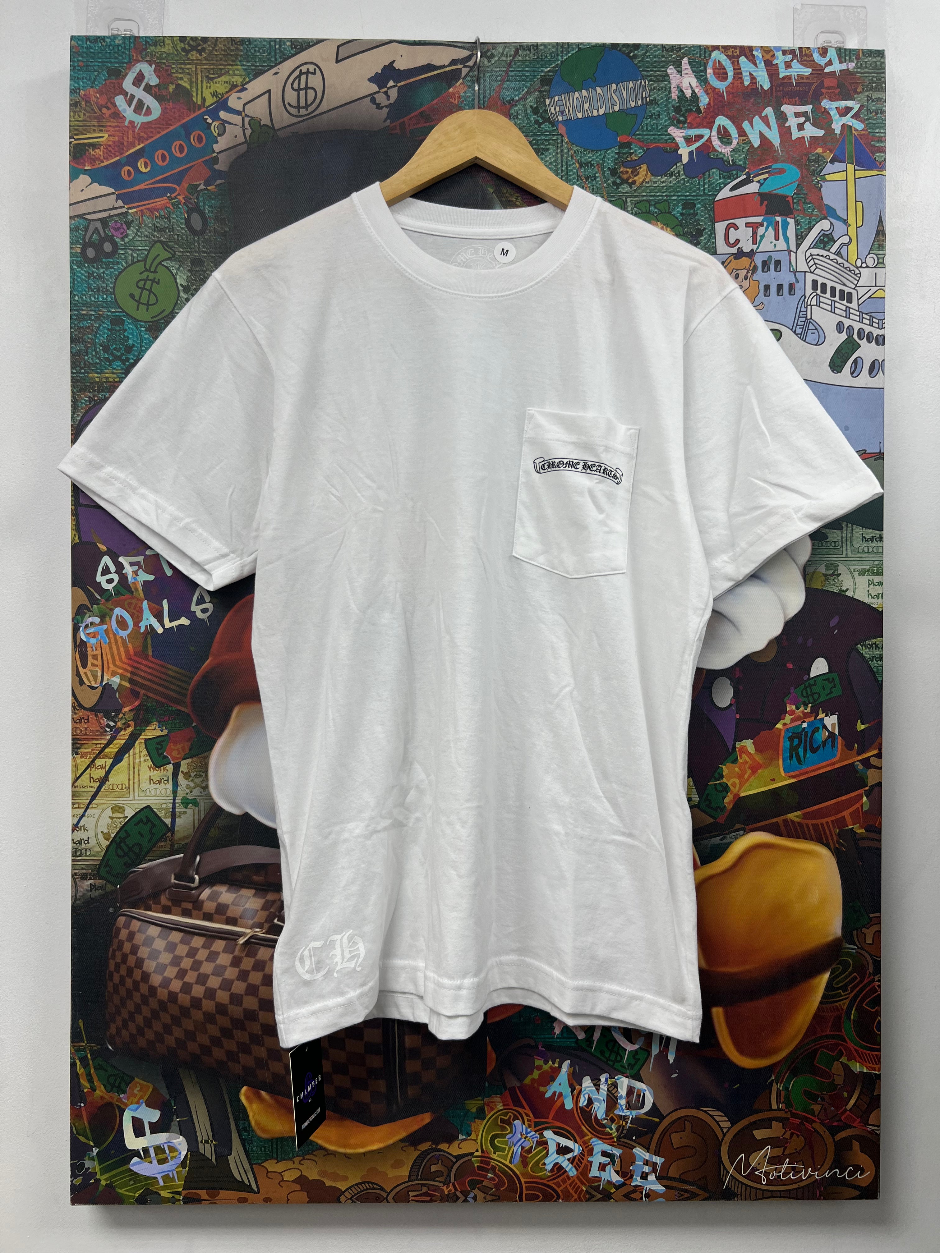 Chrome Hearts White Black Shoulder Logo Tee