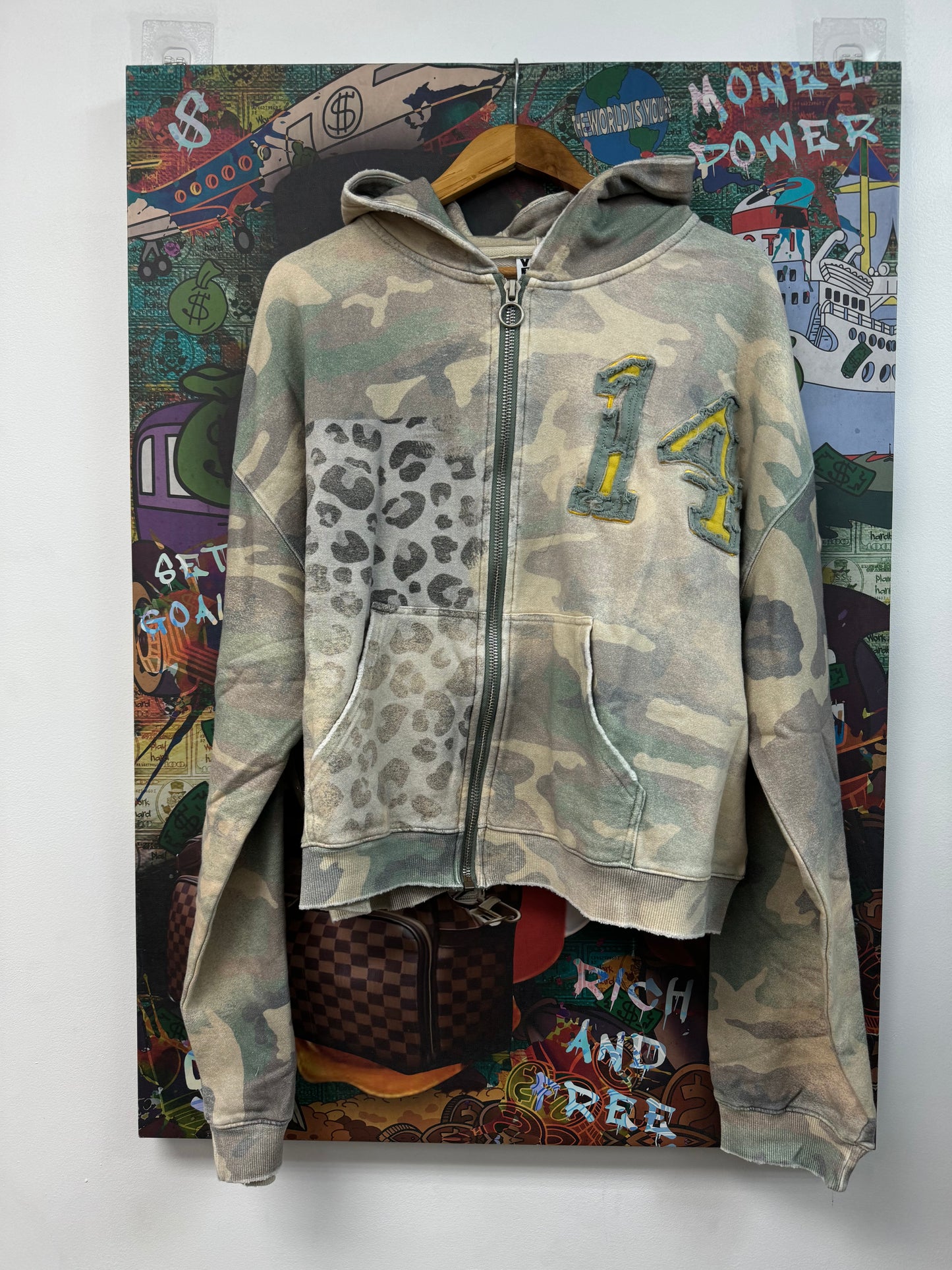 Vale White Camo 14 Zip Up Hoodie