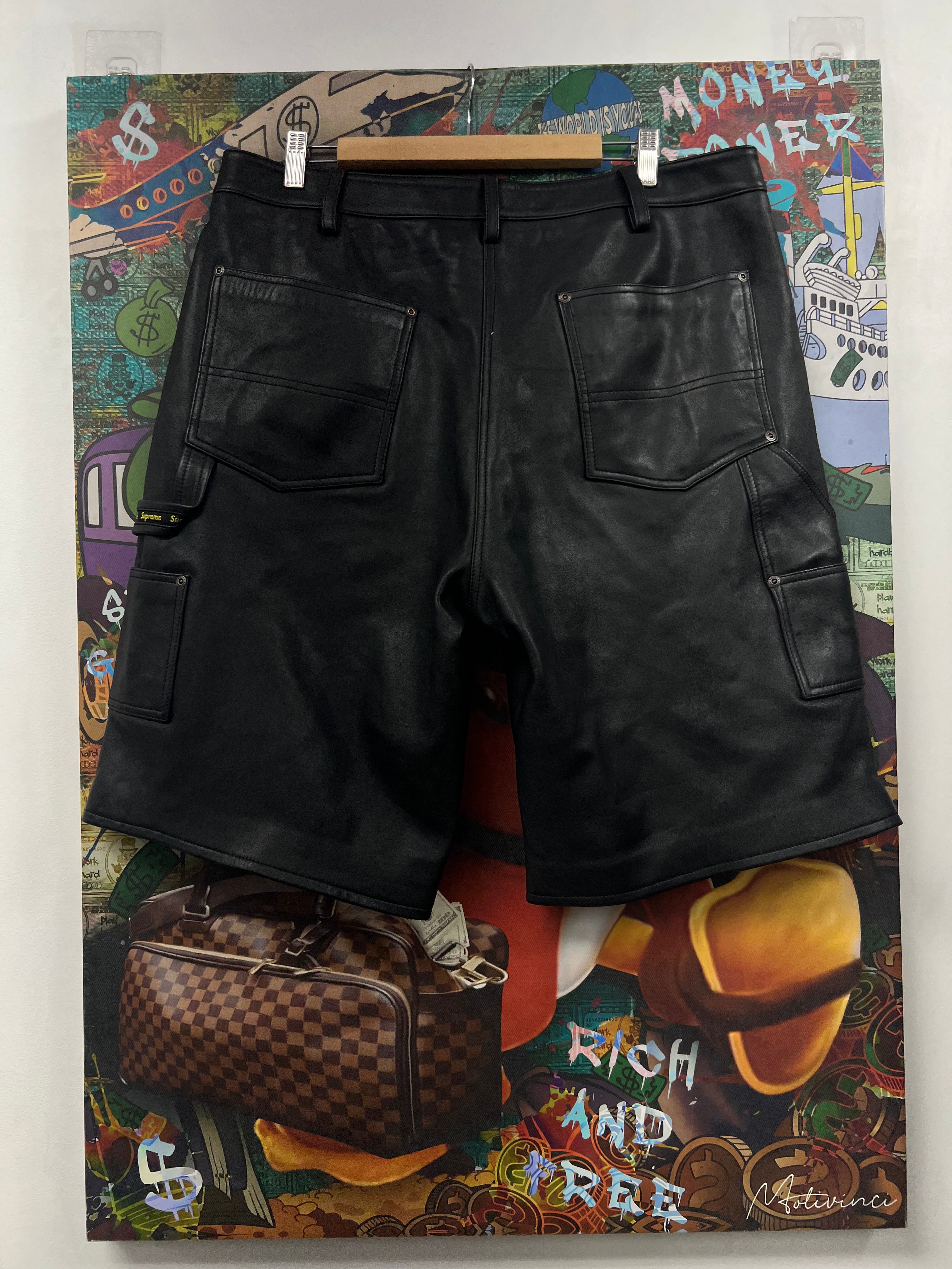 Supreme Leather Double Knee Carpenter Shorts
