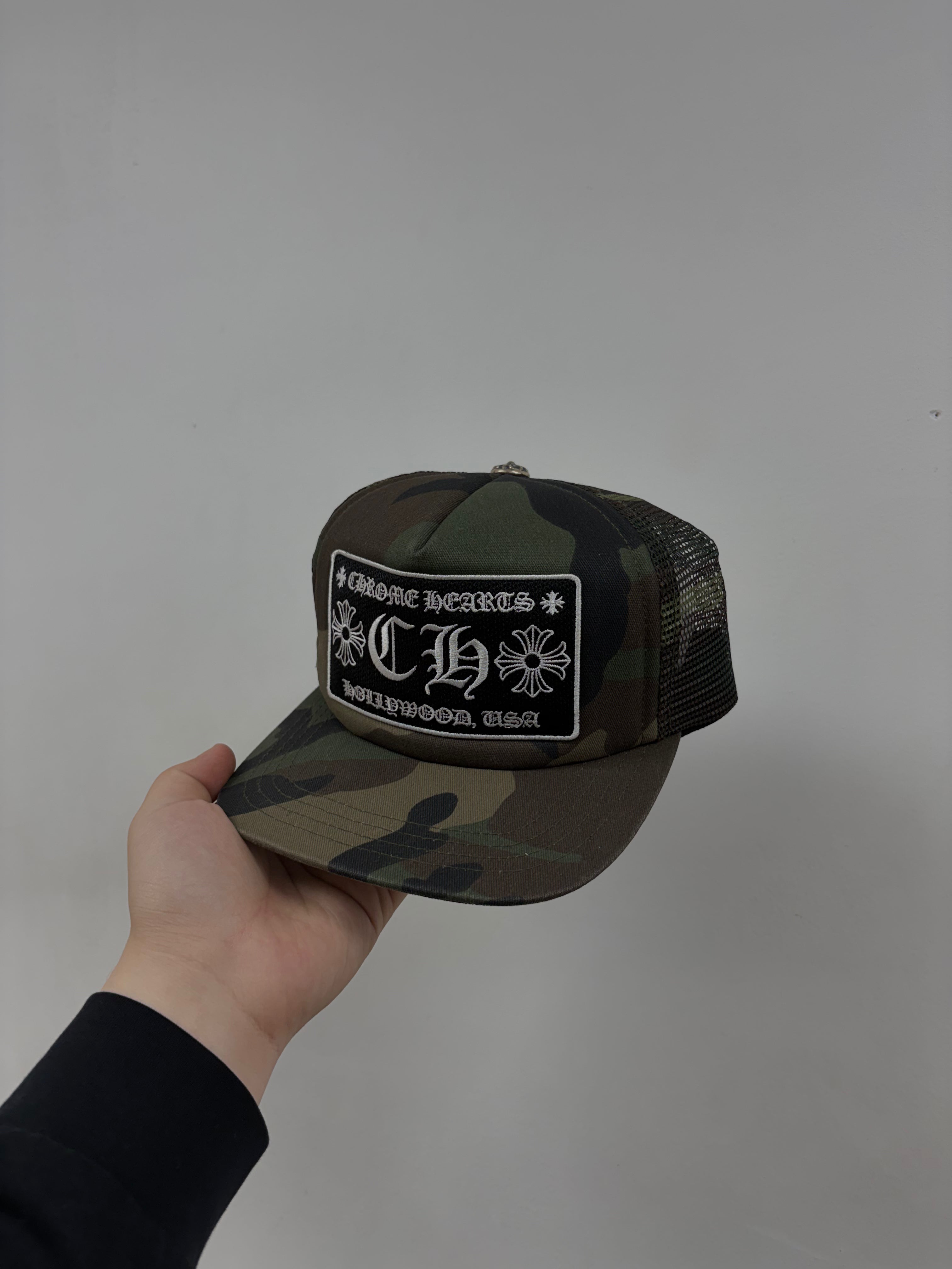 Chrome Hearts Camo CH Hollywood Trucker Hat