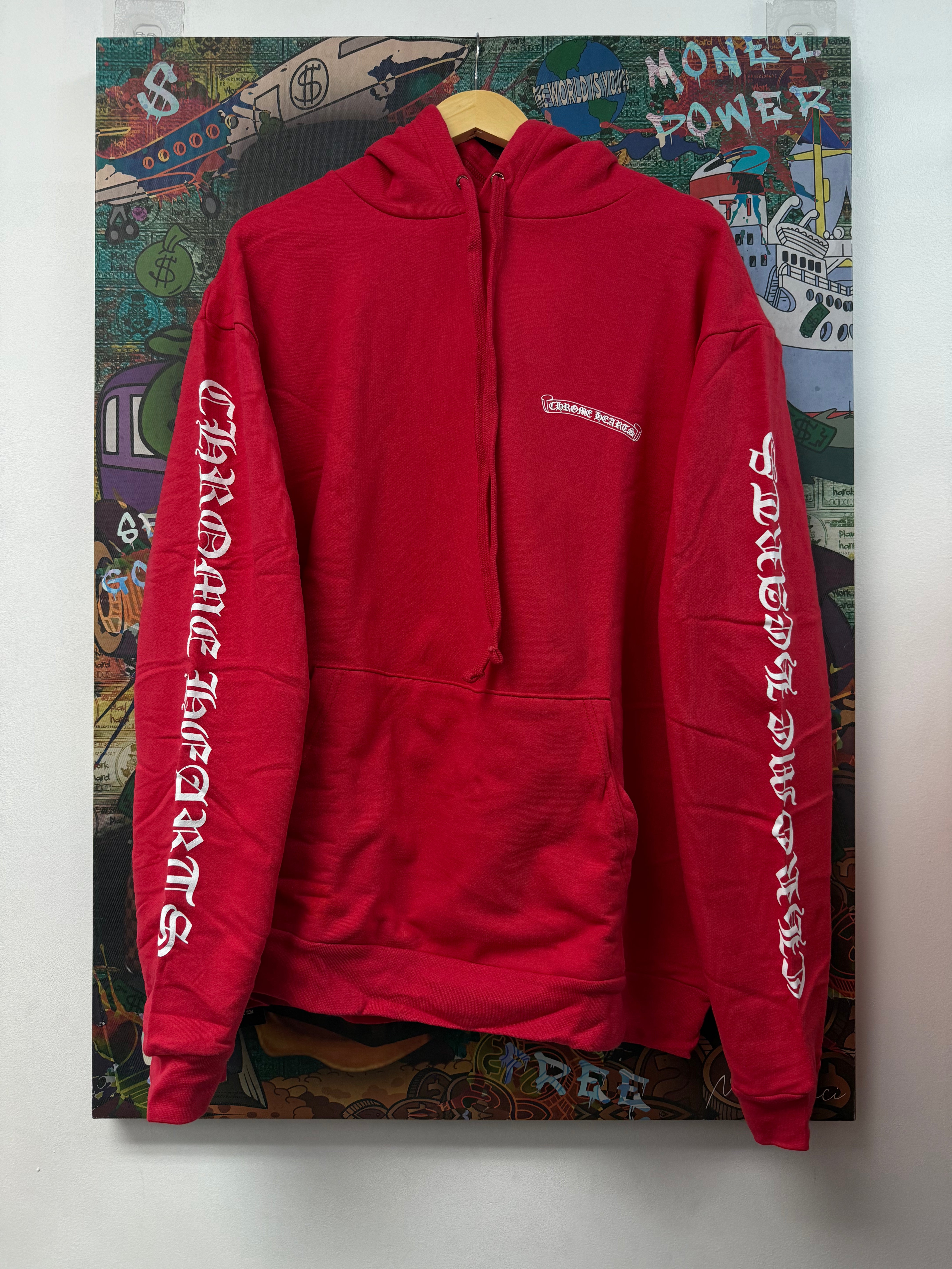 Chrome Hearts Red Scroll Logo Hoodie