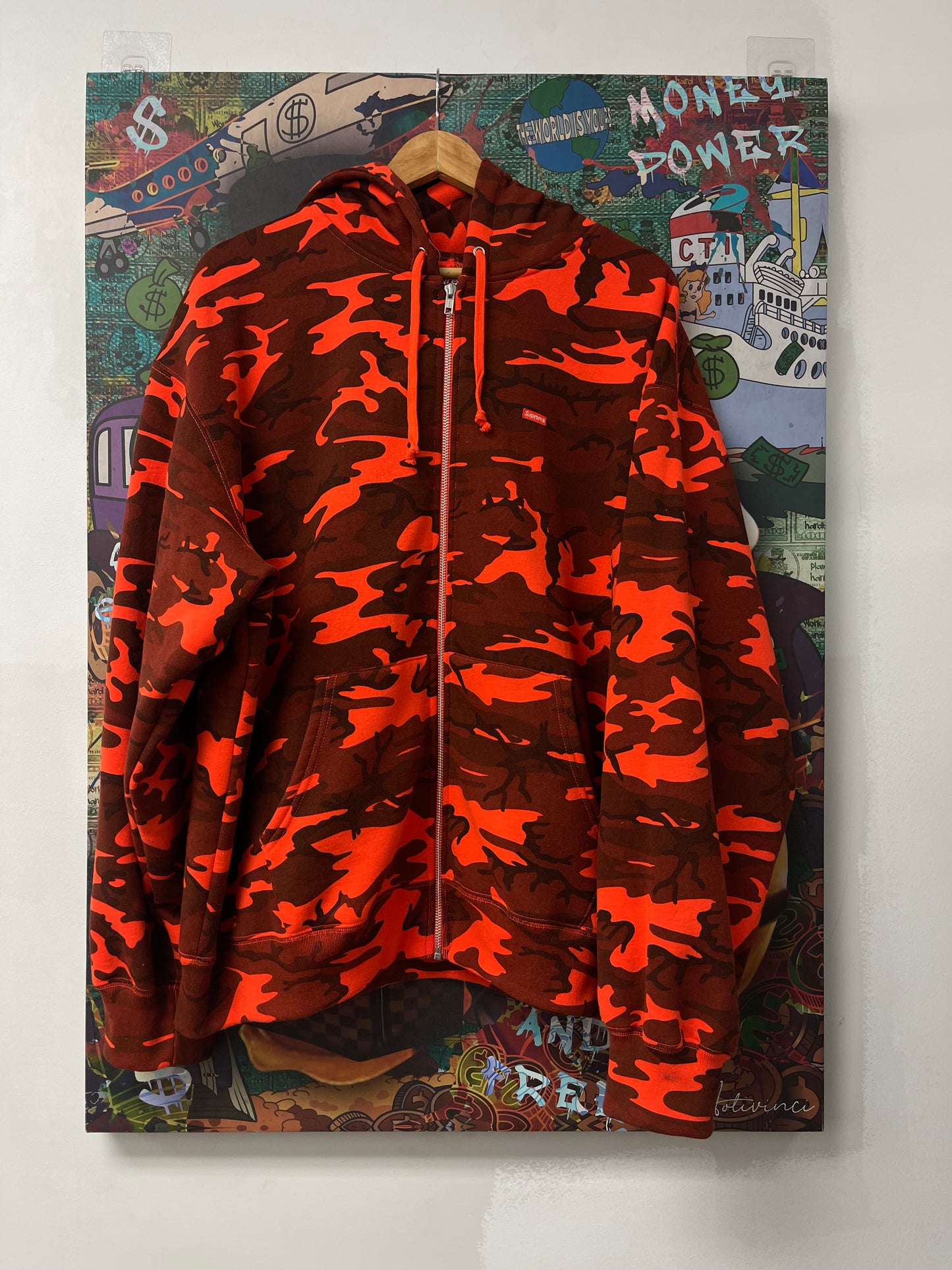 Supreme Orange Camo Zip Up Used Xl N/A