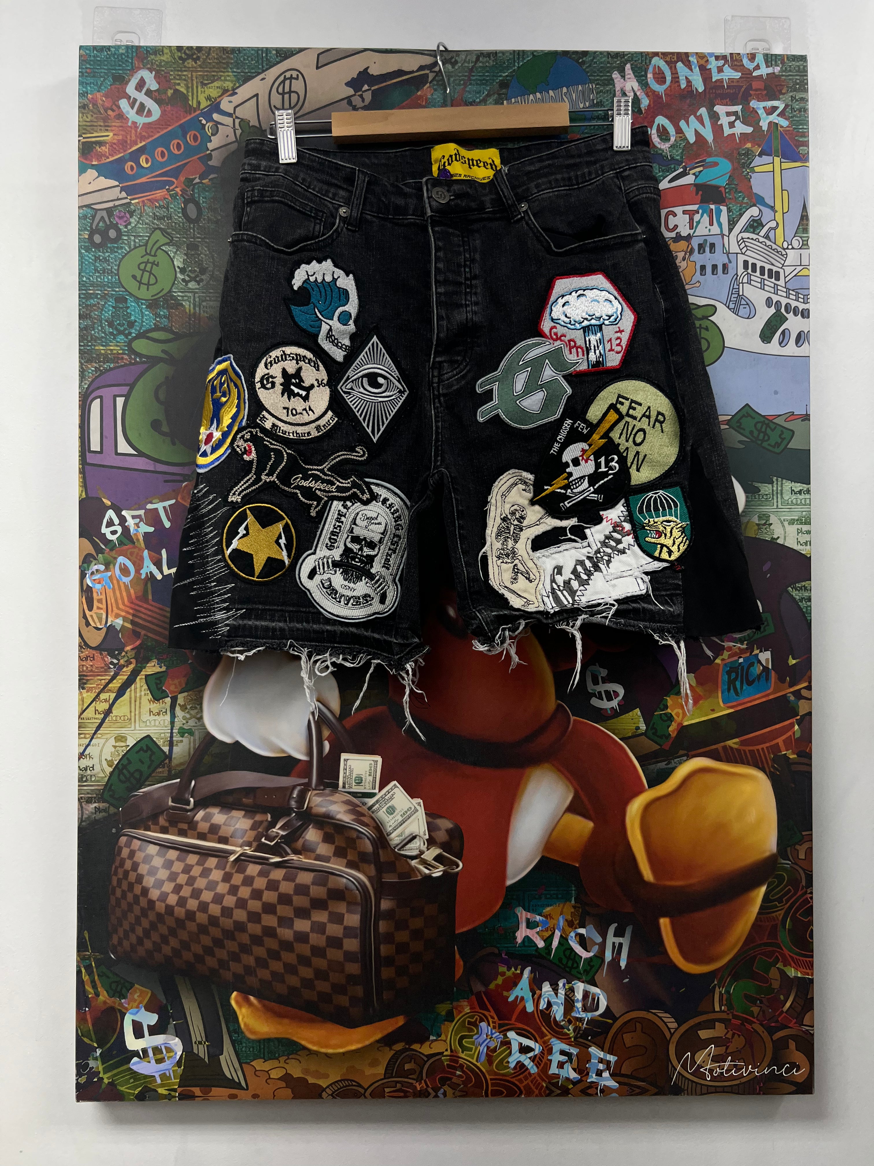 Godspeed Black Patchwork Jean Shorts