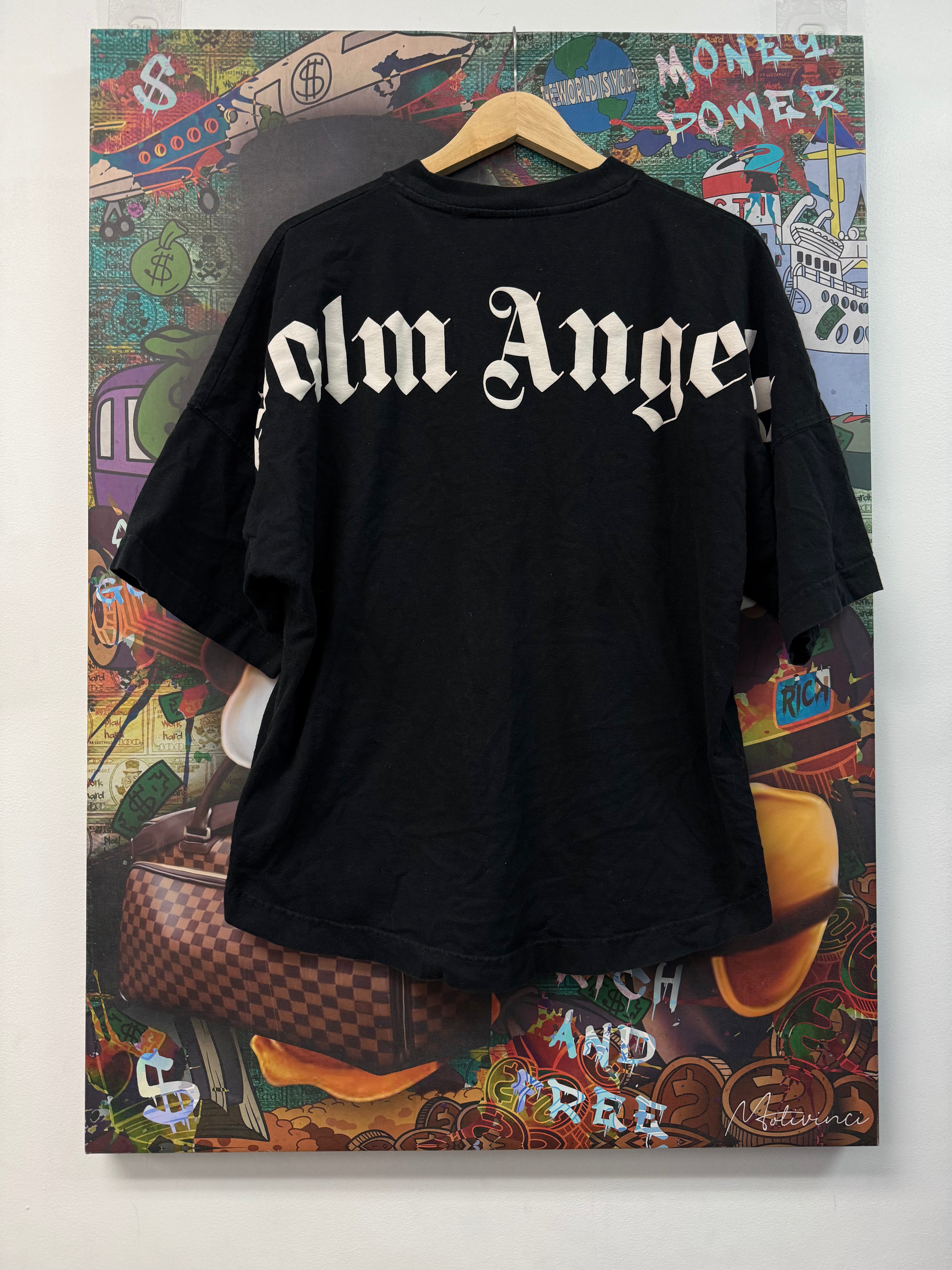 Palm Angels Black Shoulder Logo Tee