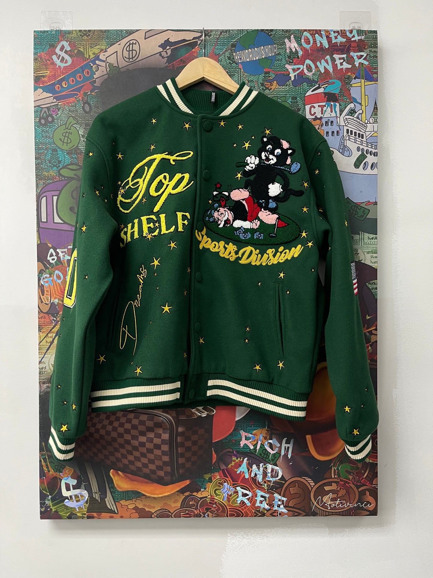 Vale Rabbit Varsity Jacket Green New Medium With Tags