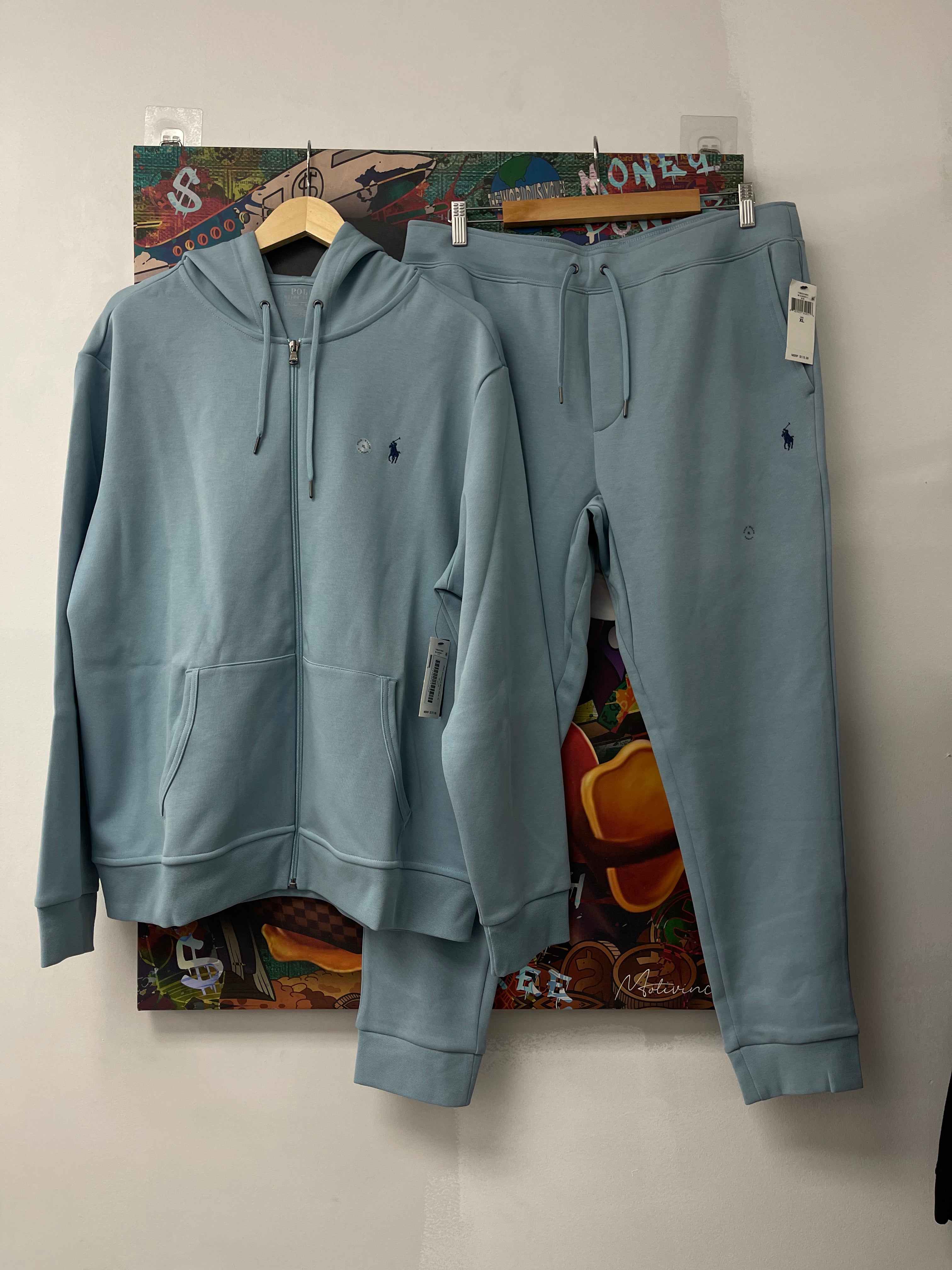 Polo Sweatsuit Baby Blue New Xl In Plastic