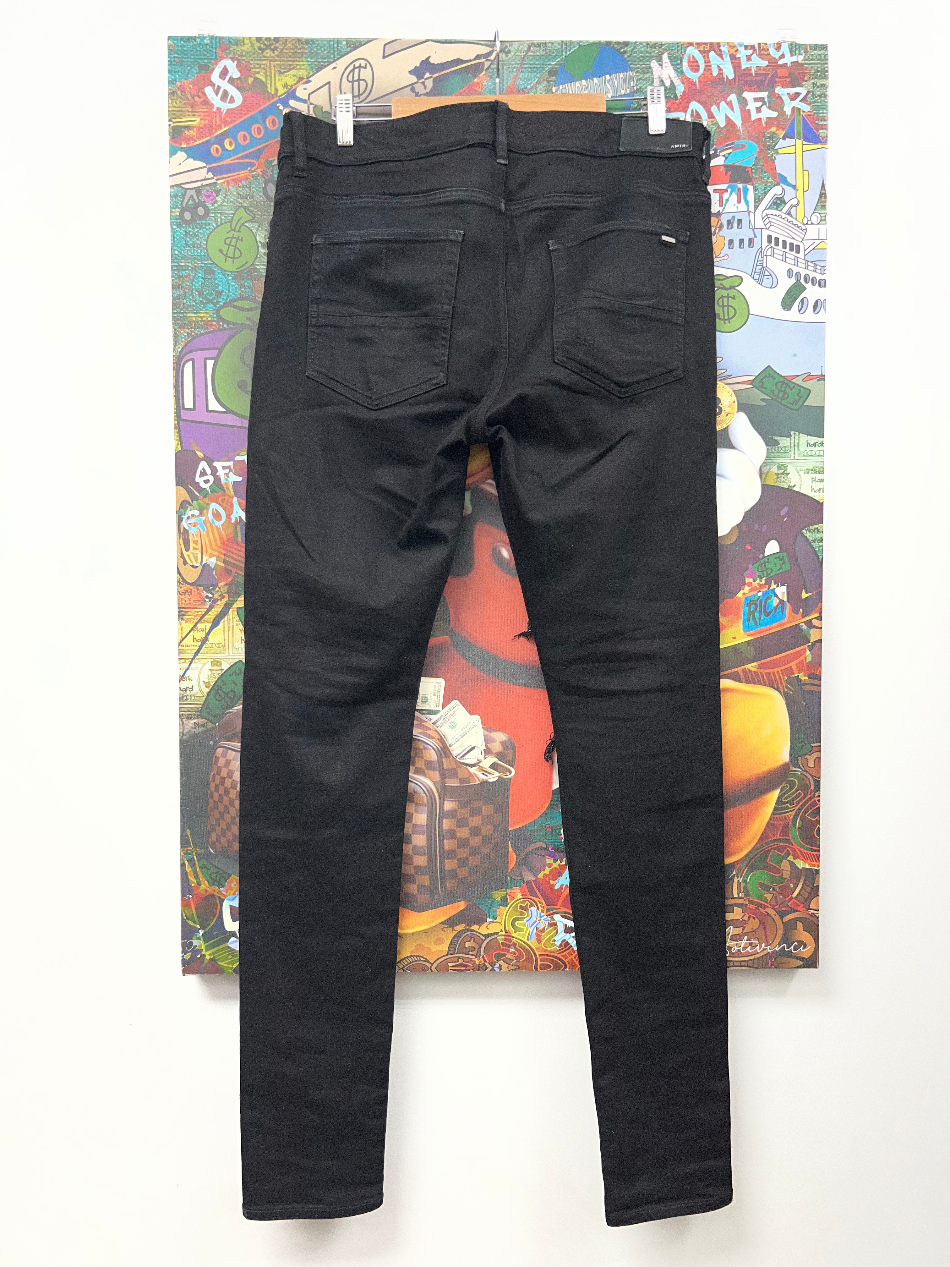 Amiri Black Black Thrasher Patch Jeans