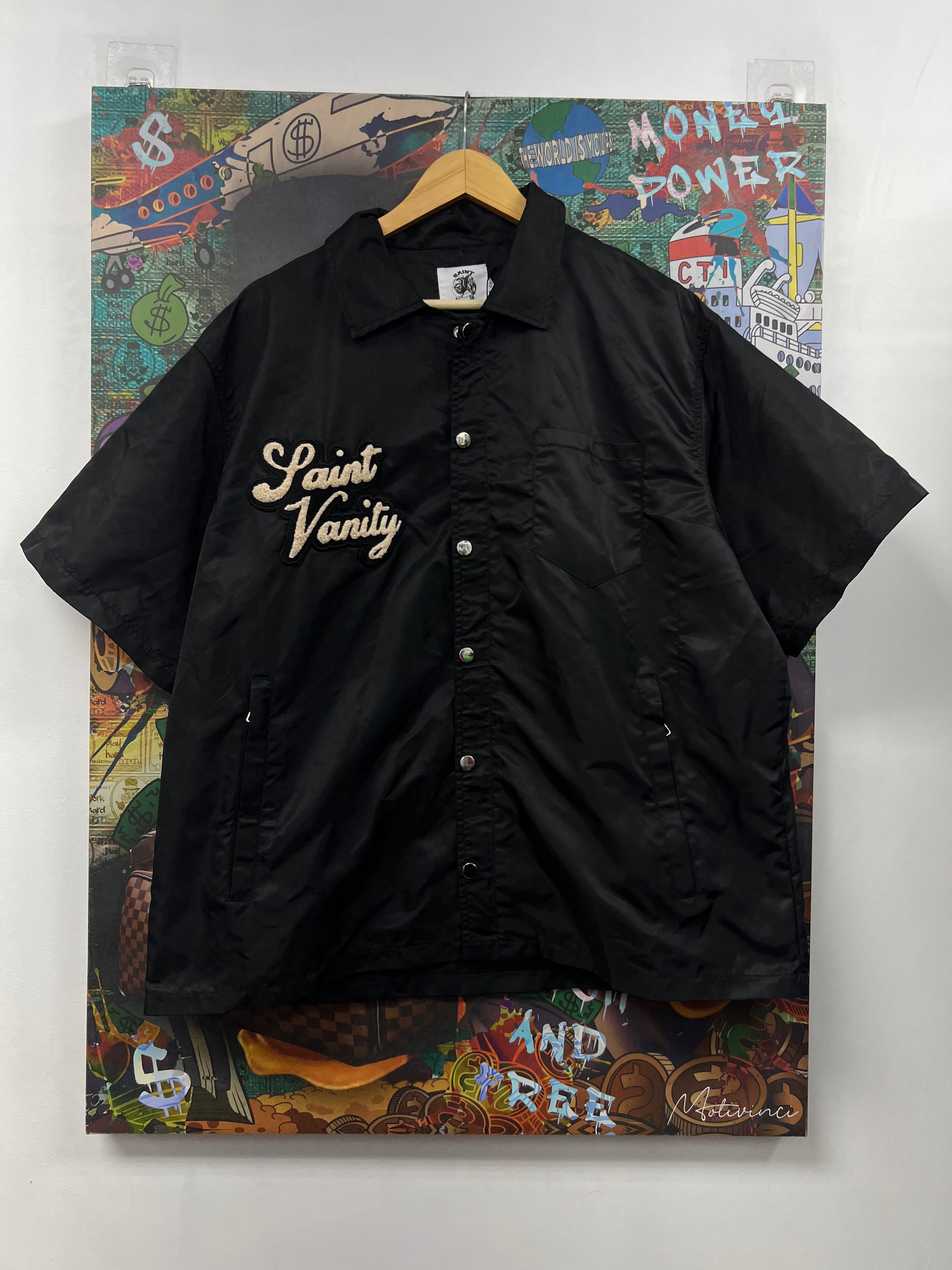 Saint Vanity Black Nylon Button Up Shirt