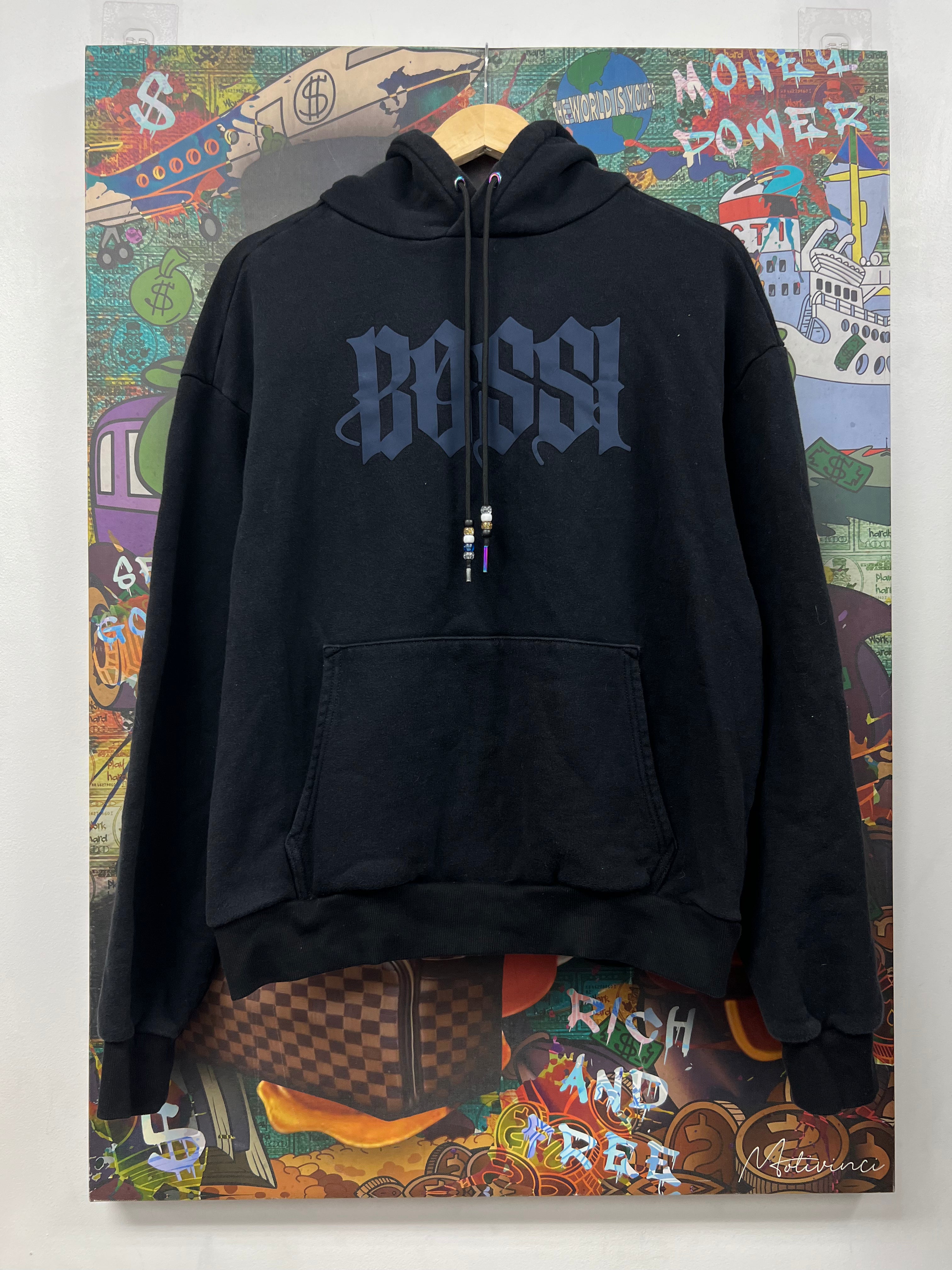 Bossi Black Tonal Logo Hoodie
