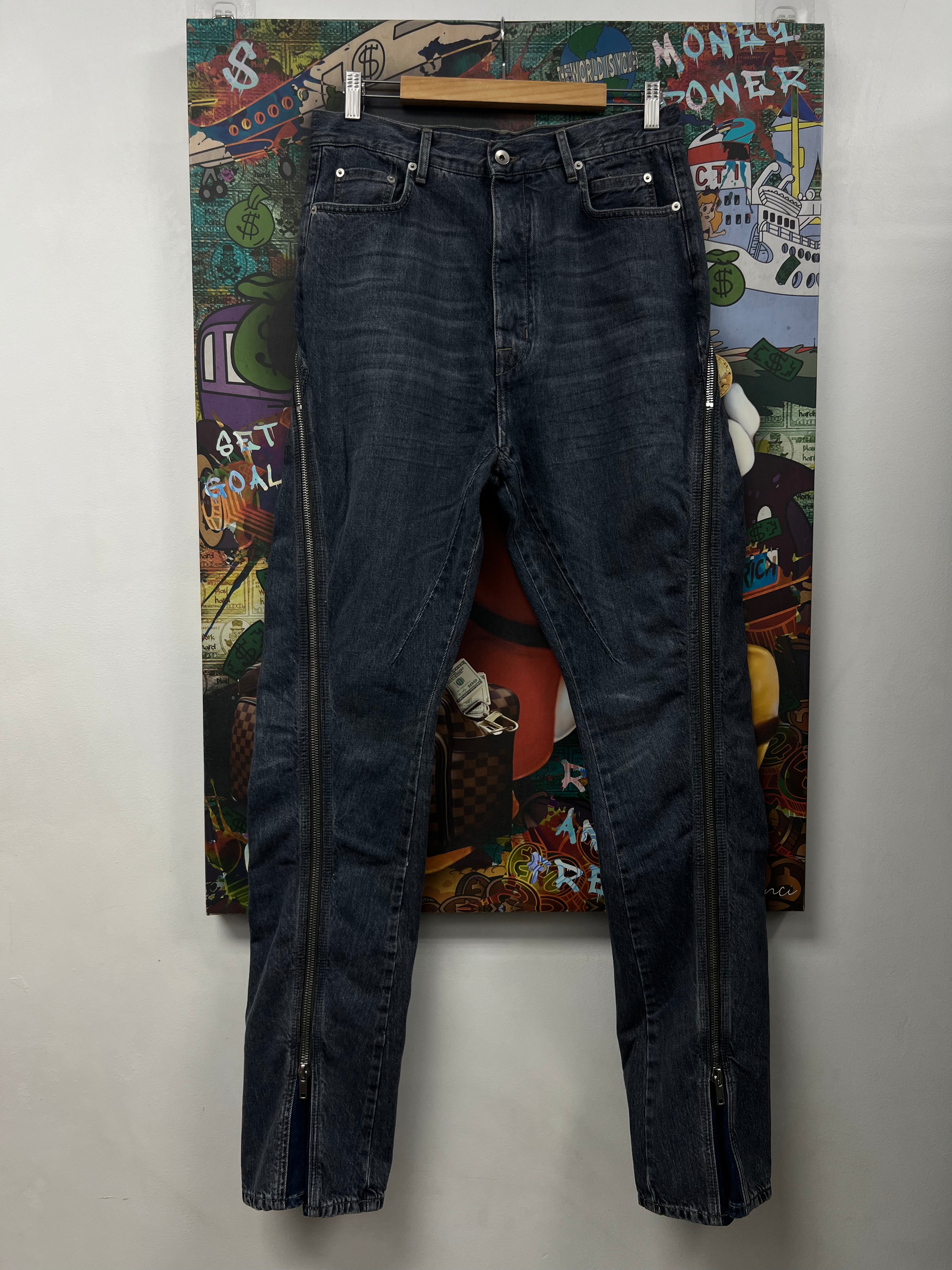 Rick Owens Deep Wash Bolan Zipper Jeans