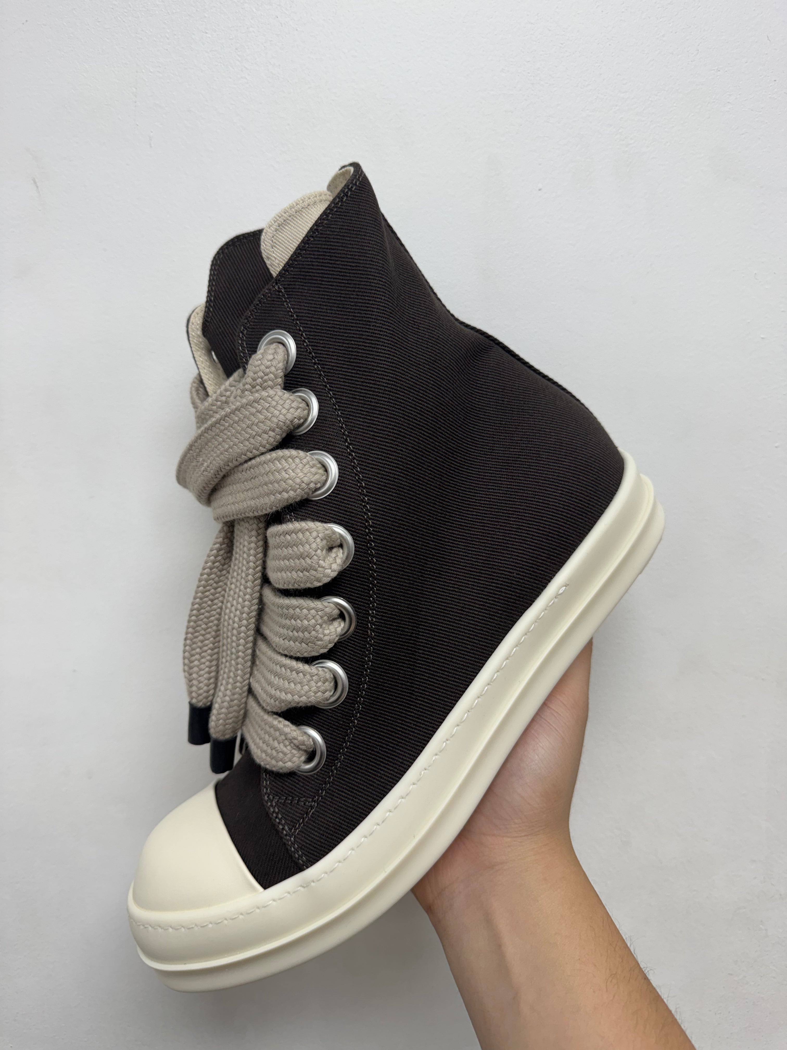 Rick Owens Dark Dust & Milk Jumbo Lace Ramone High Sneakers