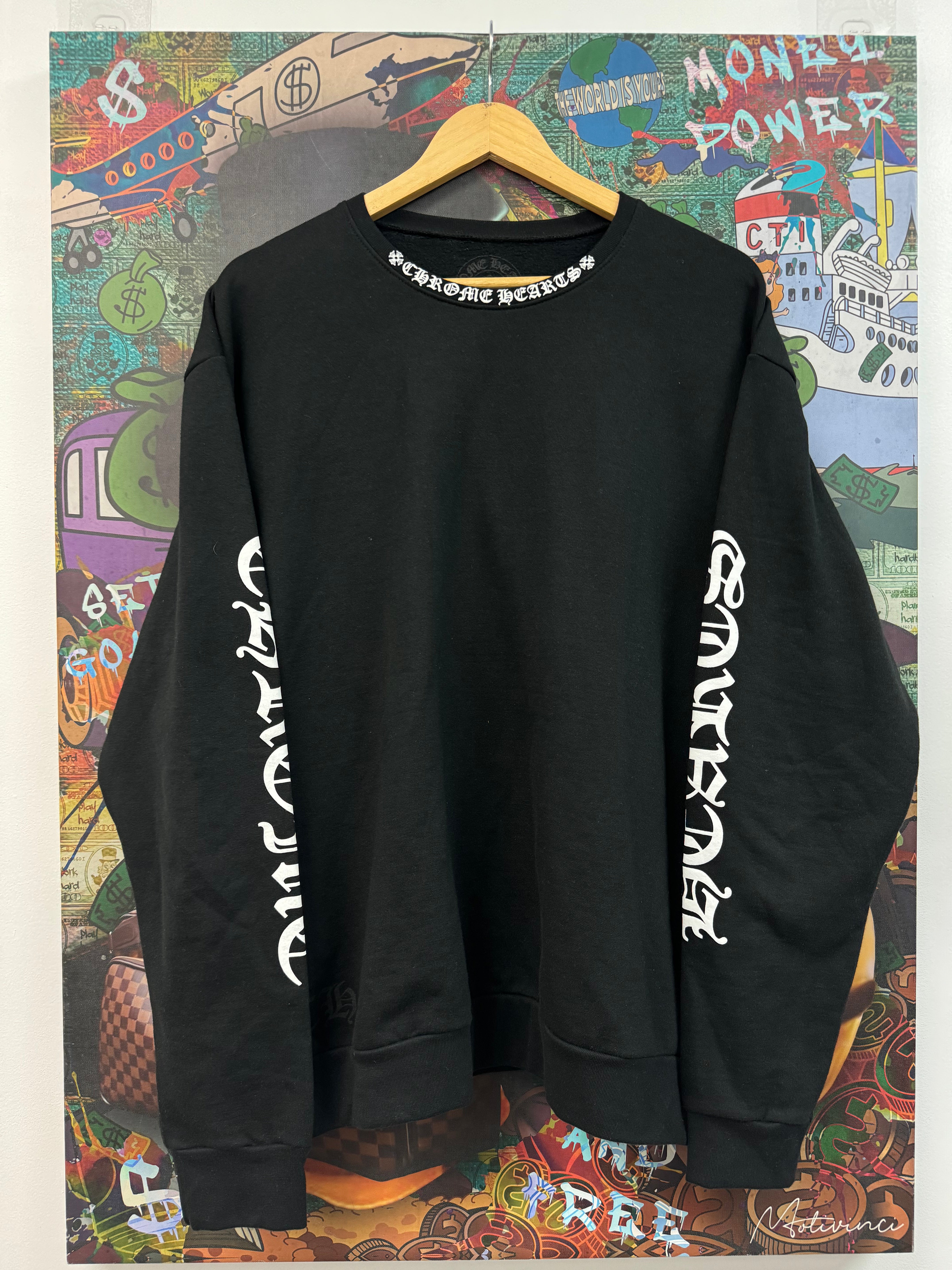 Chrome Hearts Black Neck Logo Crewneck