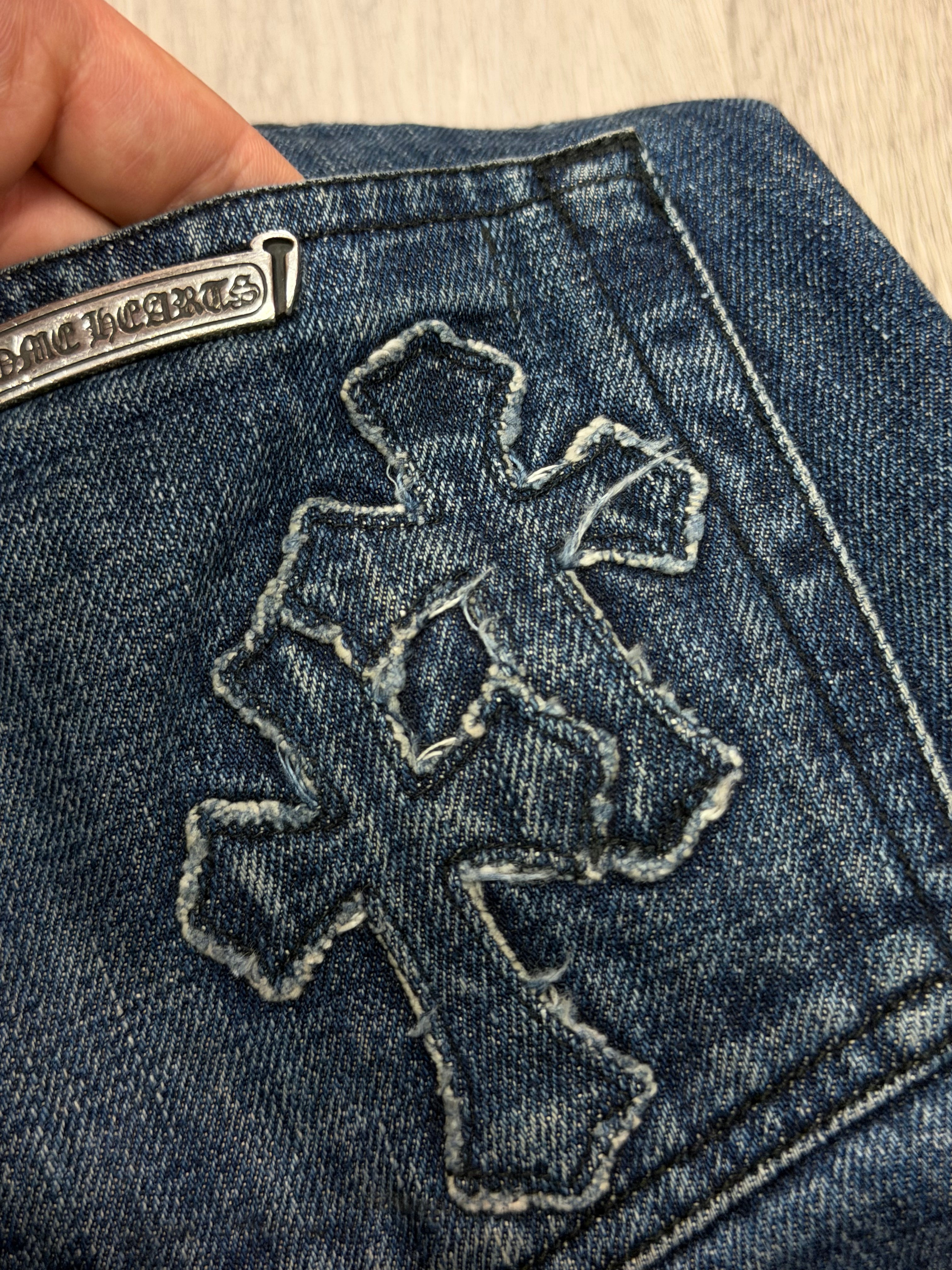 Chrome Hearts Denim Cross Patch Jeans