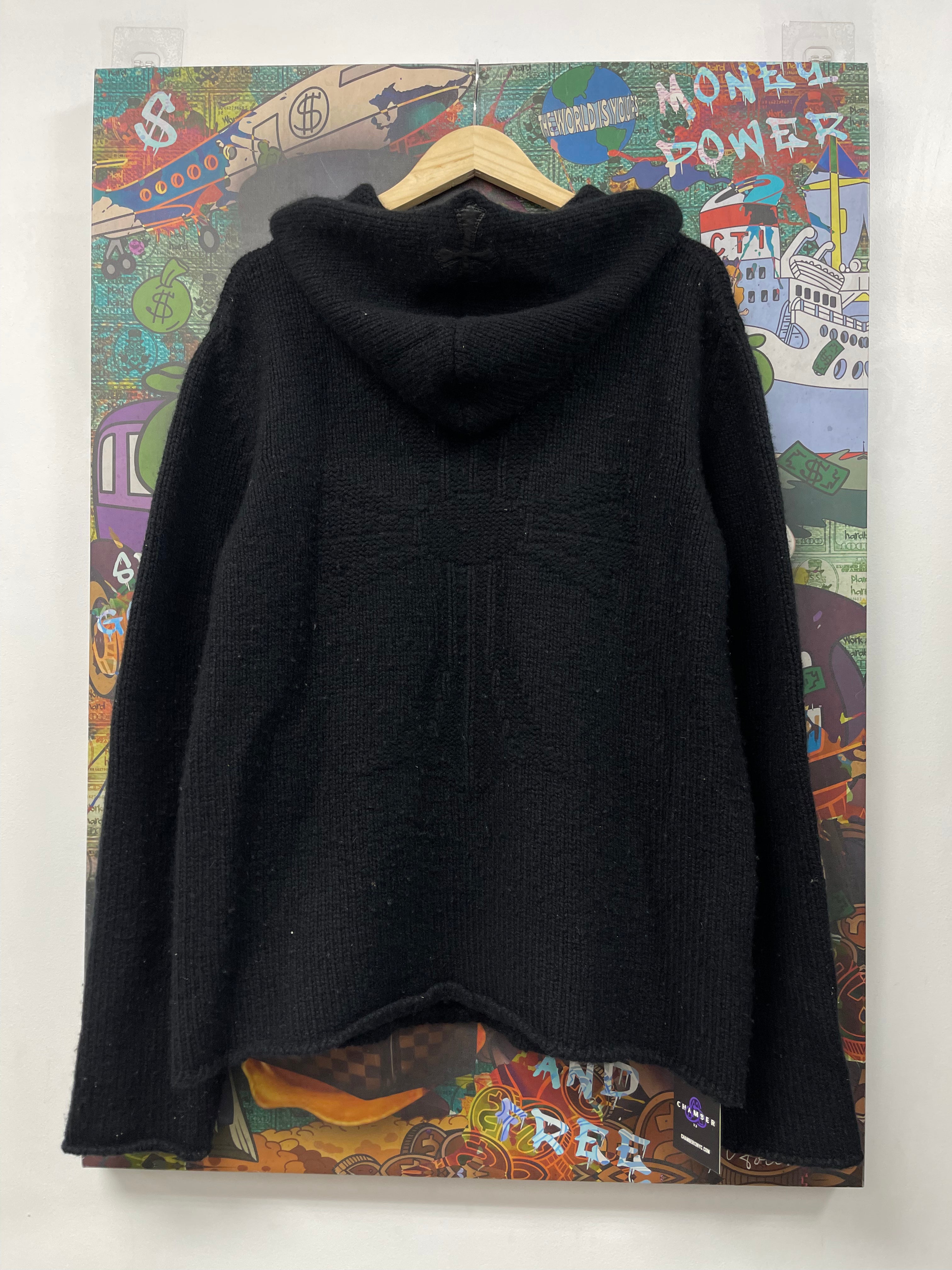 Chrome Hearts Black Cashmere Embossed Cross Patch Hoodie