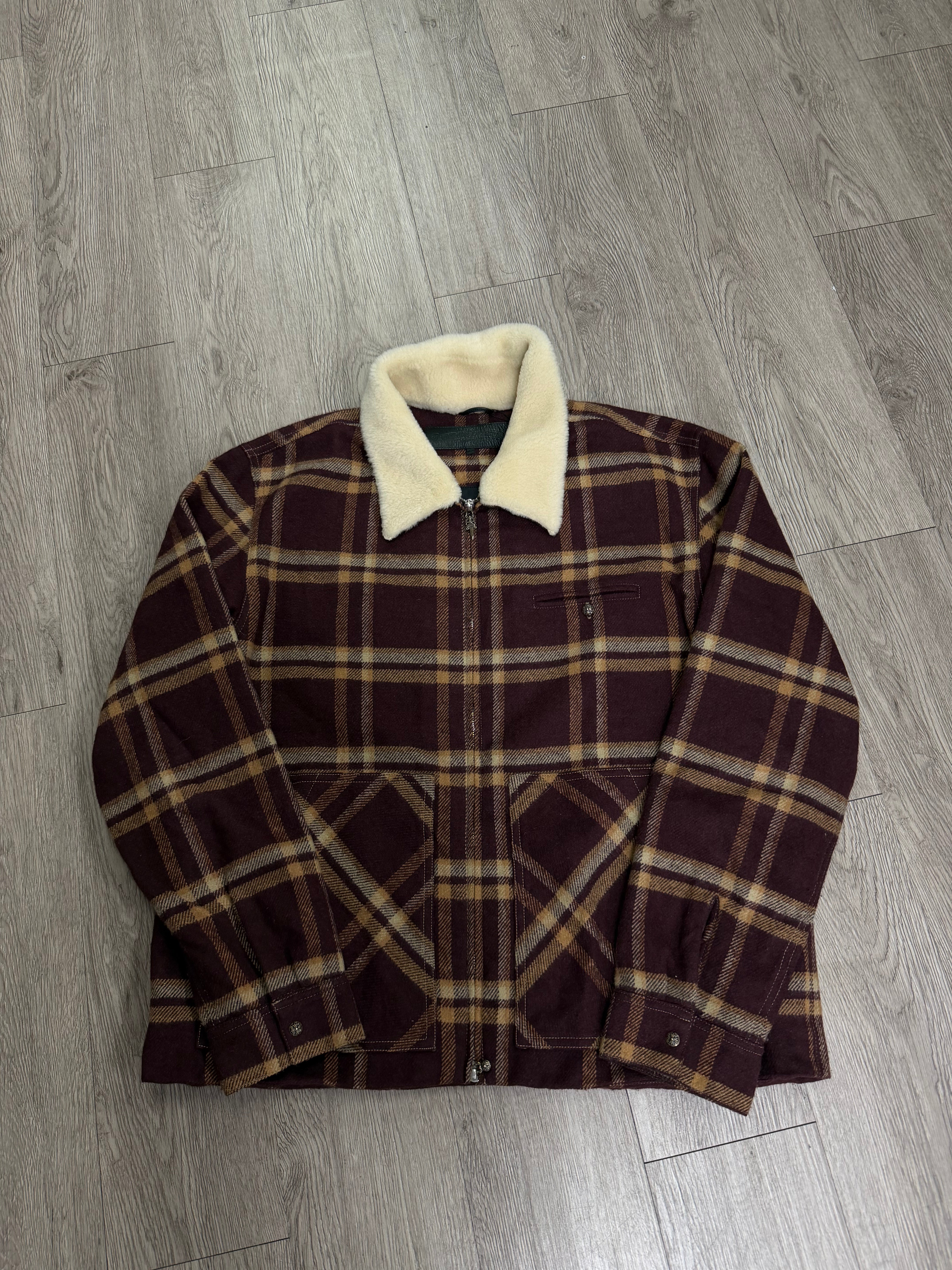 Chrome Hearts Burgundy Sherpa Fleece Jacket