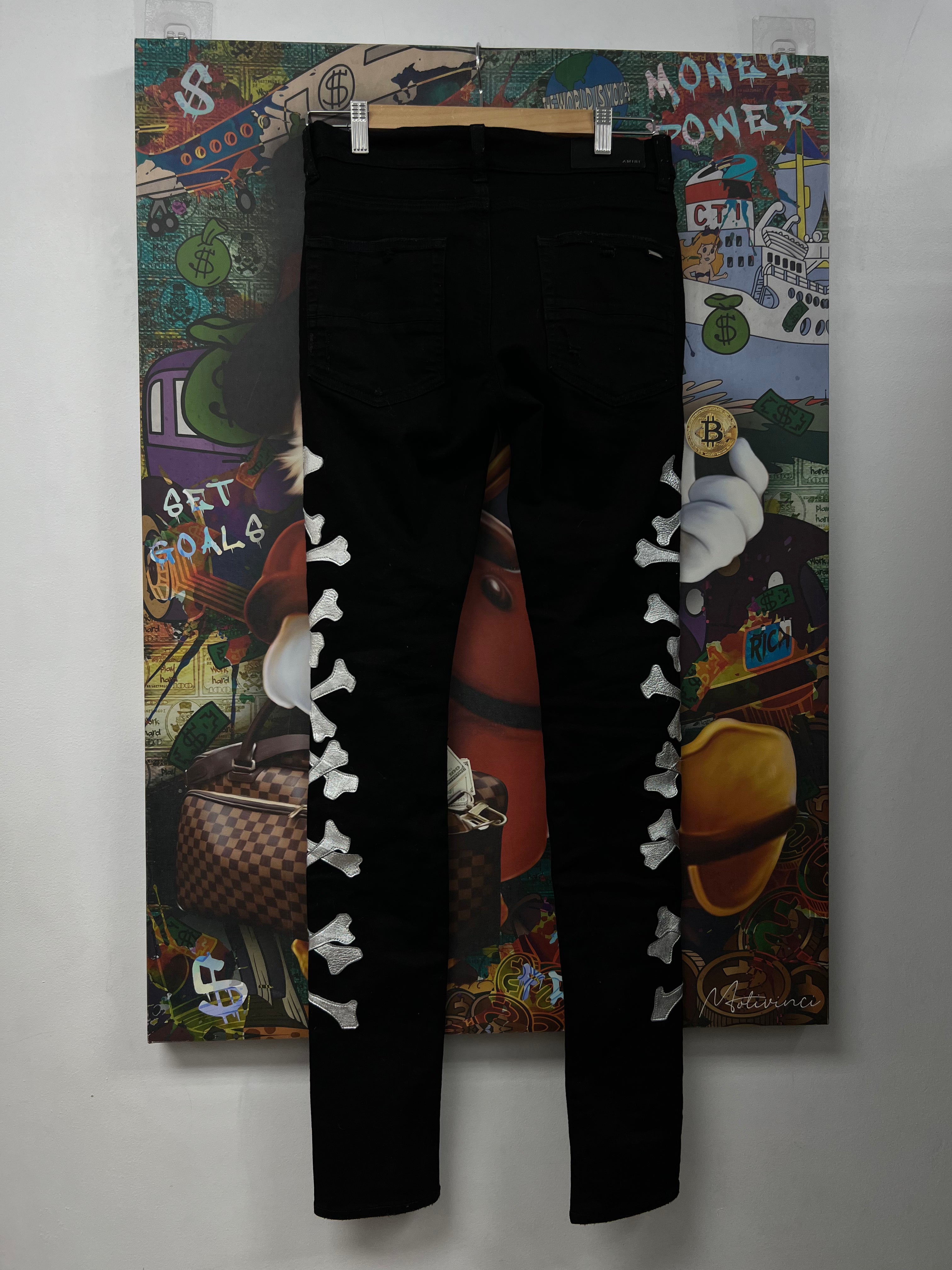Amiri Black Silver Bones Jeans