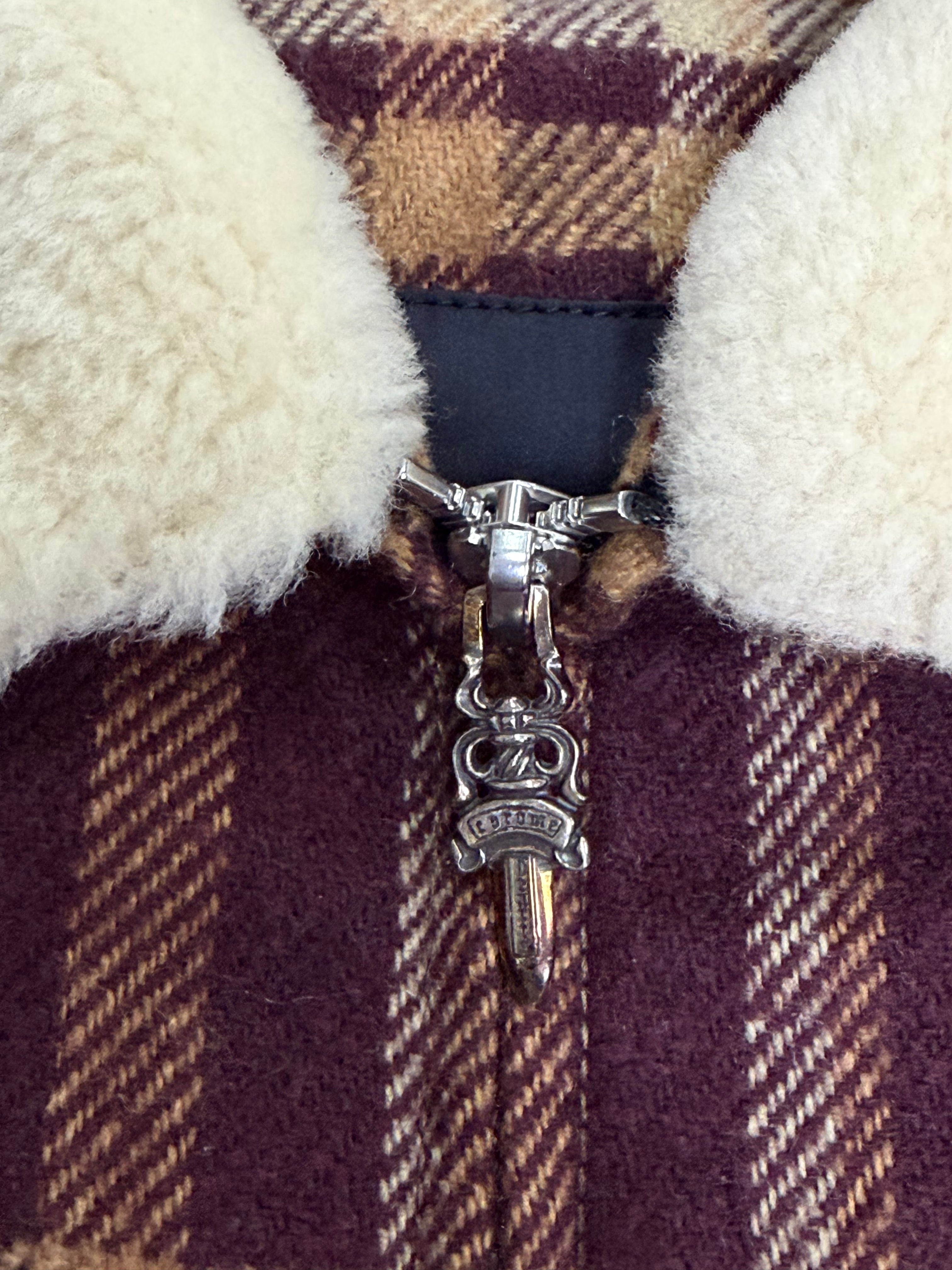 Chrome Hearts Burgundy Sherpa Fleece Jacket