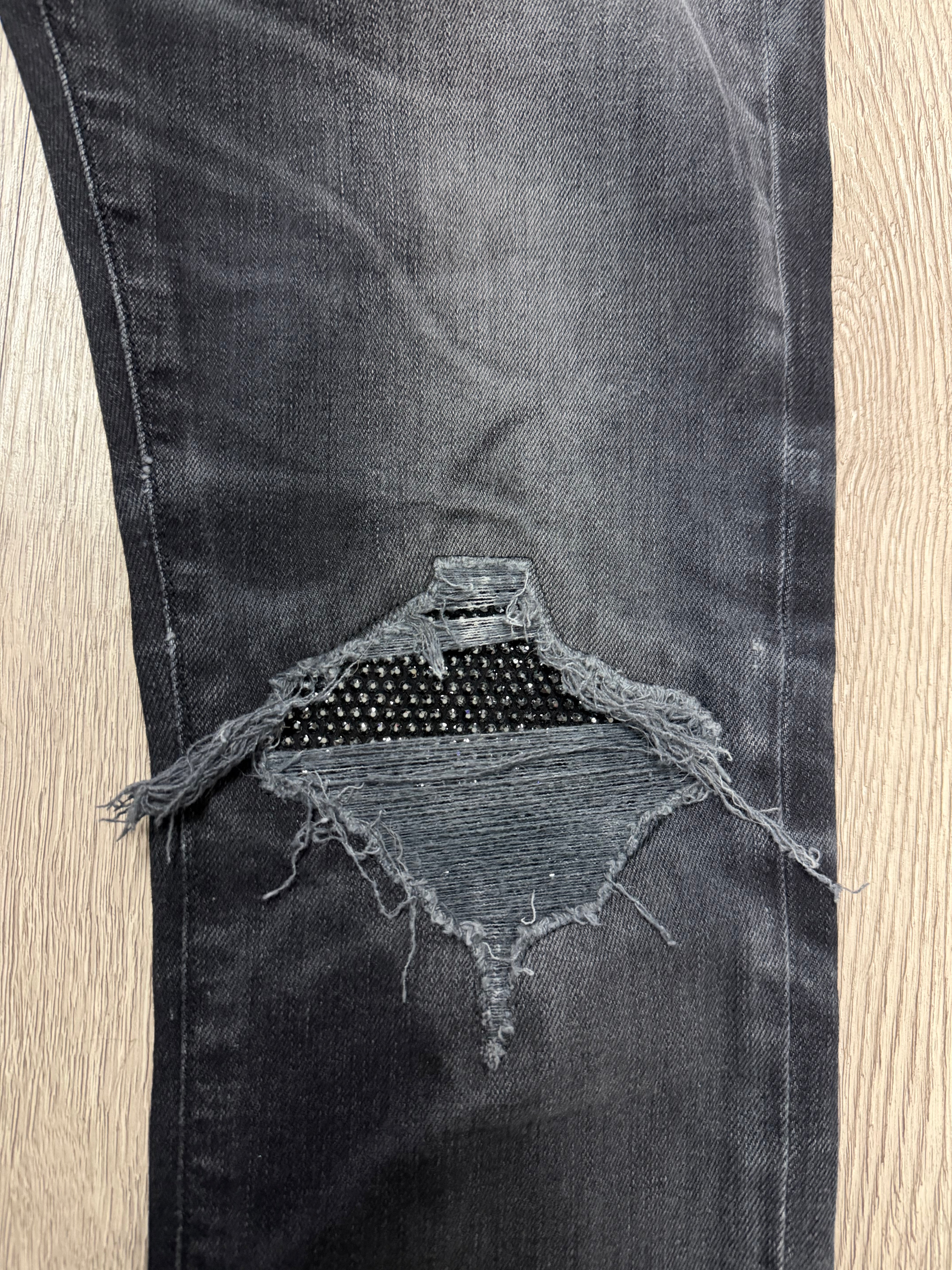 Amiri Black Crystal Side Logo Jeans