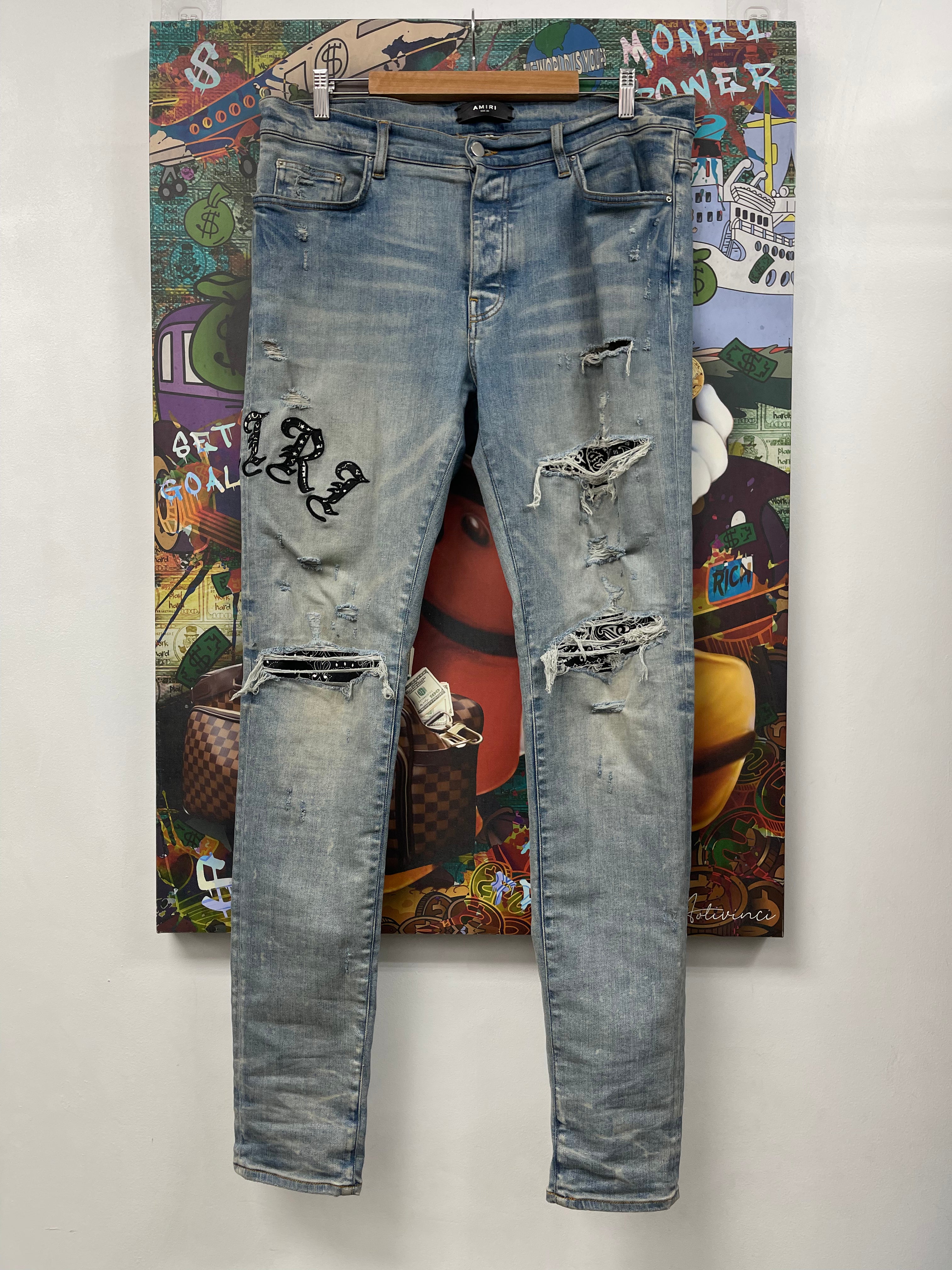 Amiri Light Wash Old English Jeans