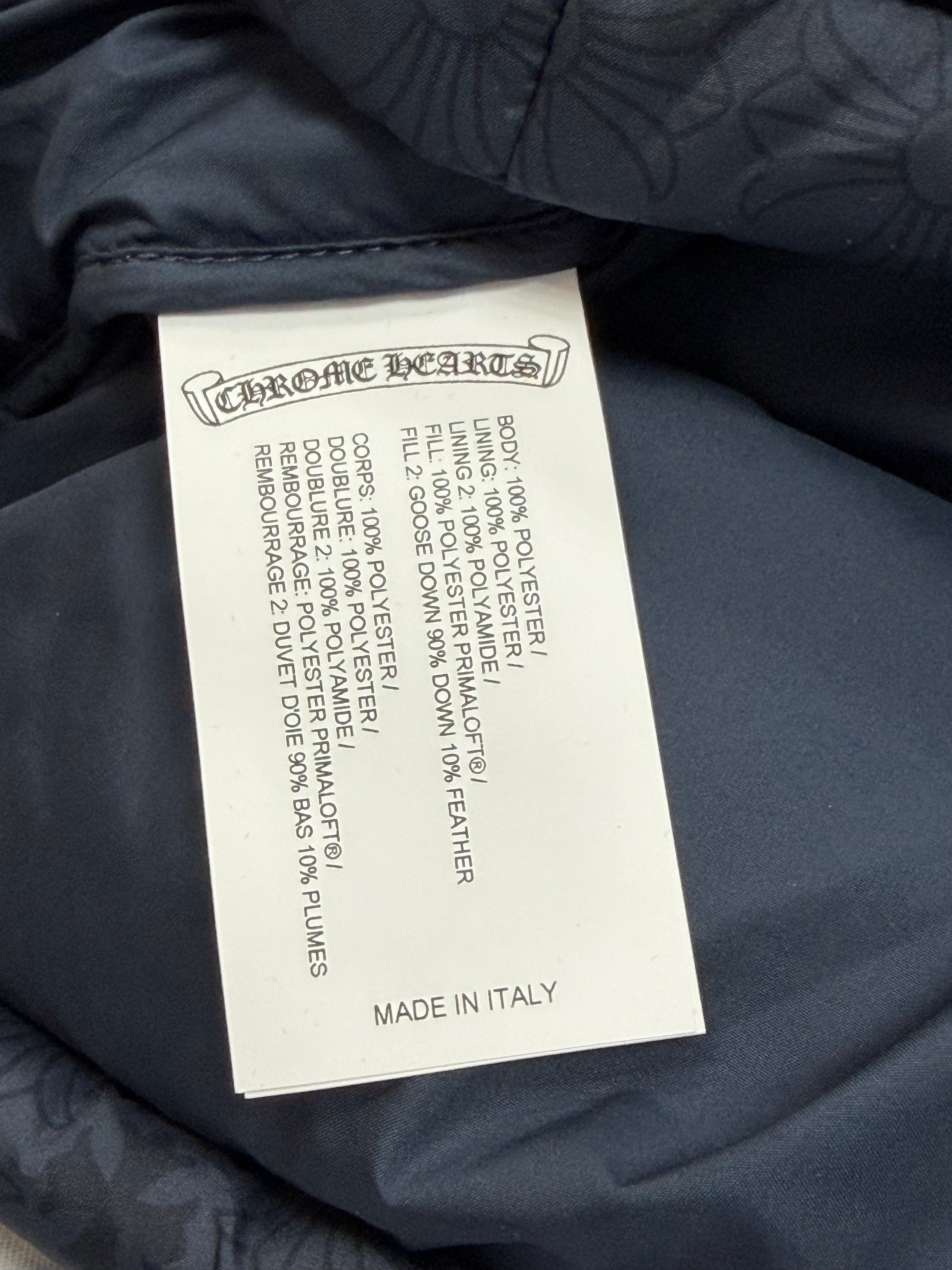 Chrome Hearts Navy Monogram Cropped (Women's) Puffer Jacket