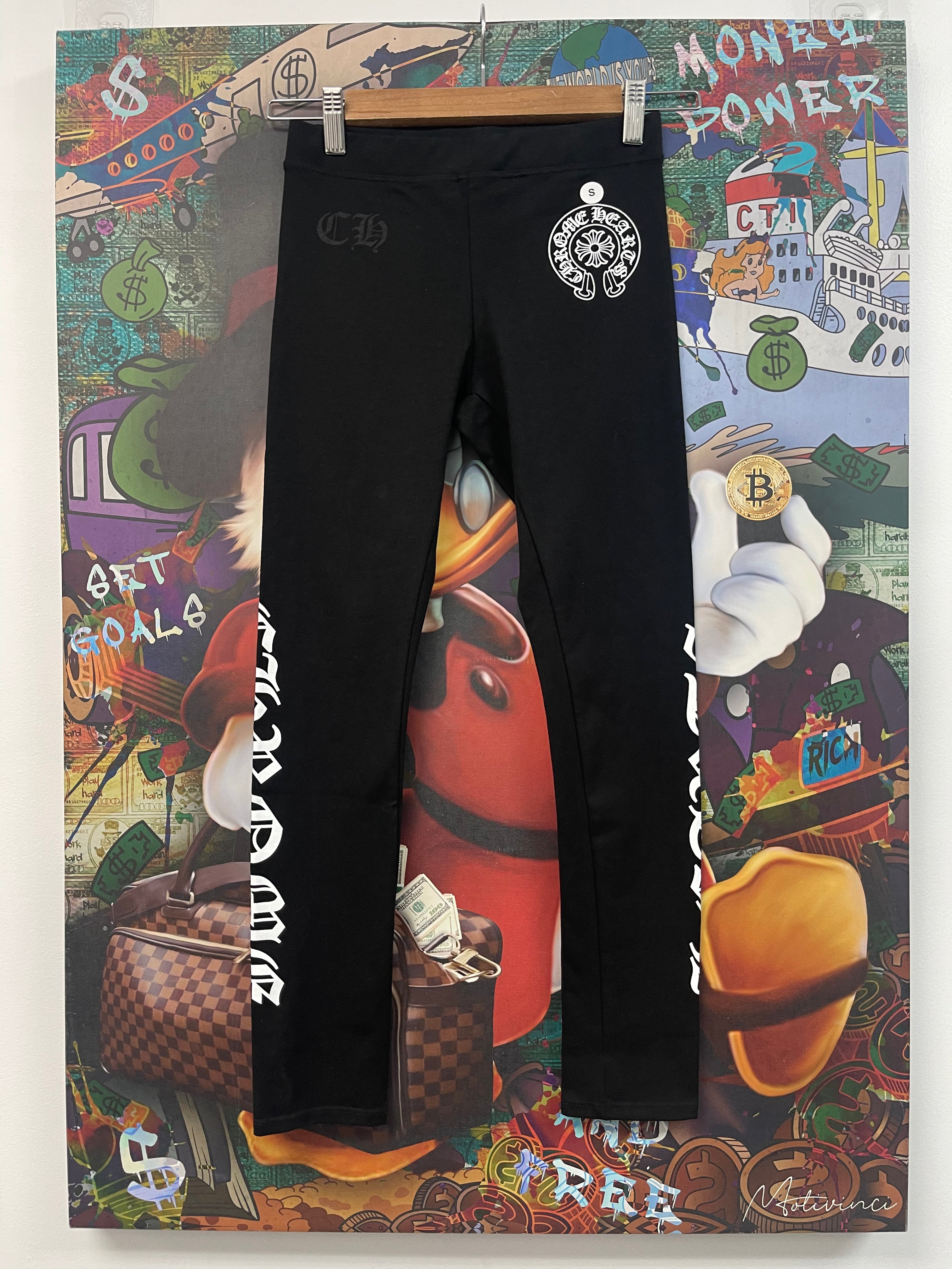 Chrome Hearts Black Horseshoe Logo Leggings