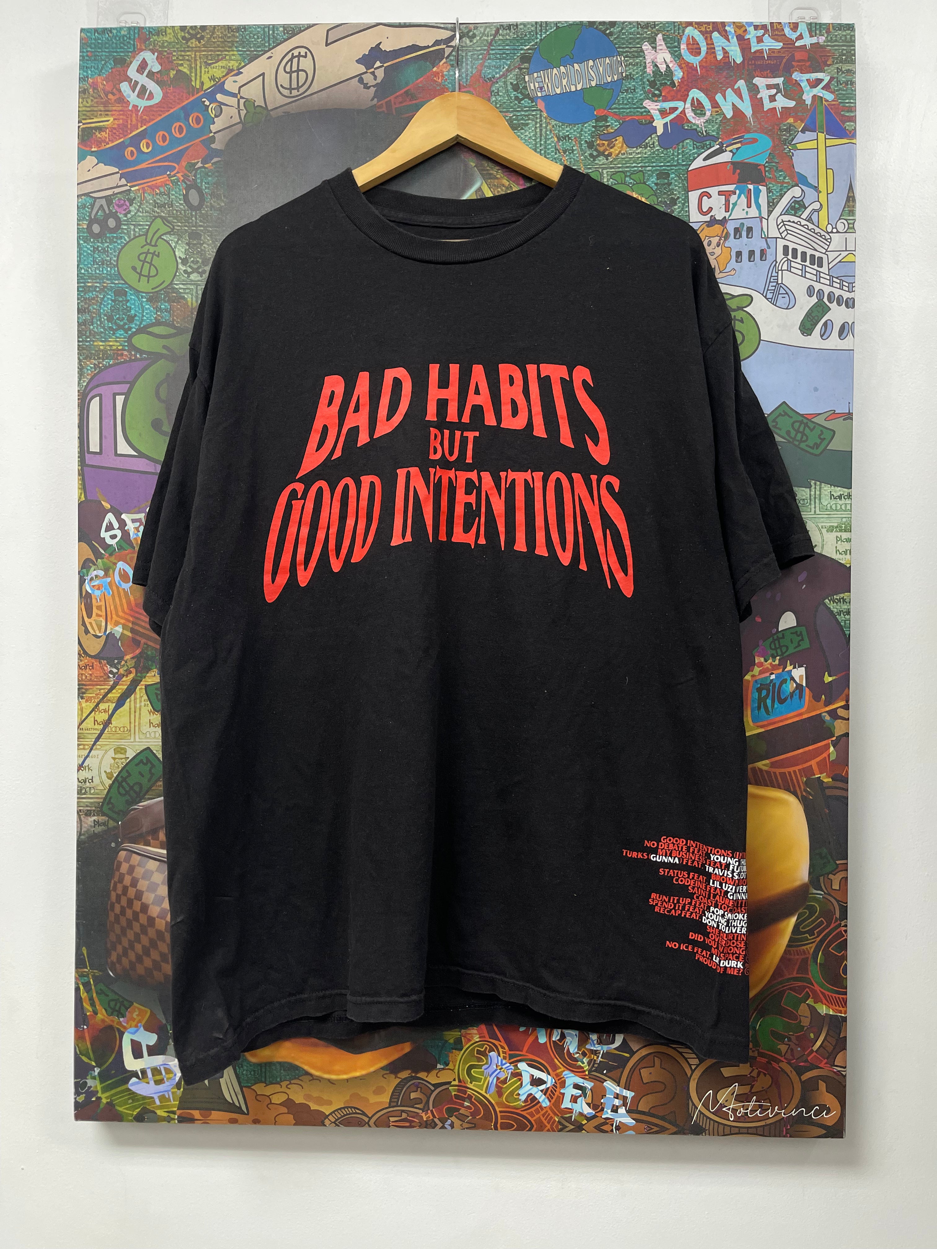 Vlone Black Red Bad Habits Tee