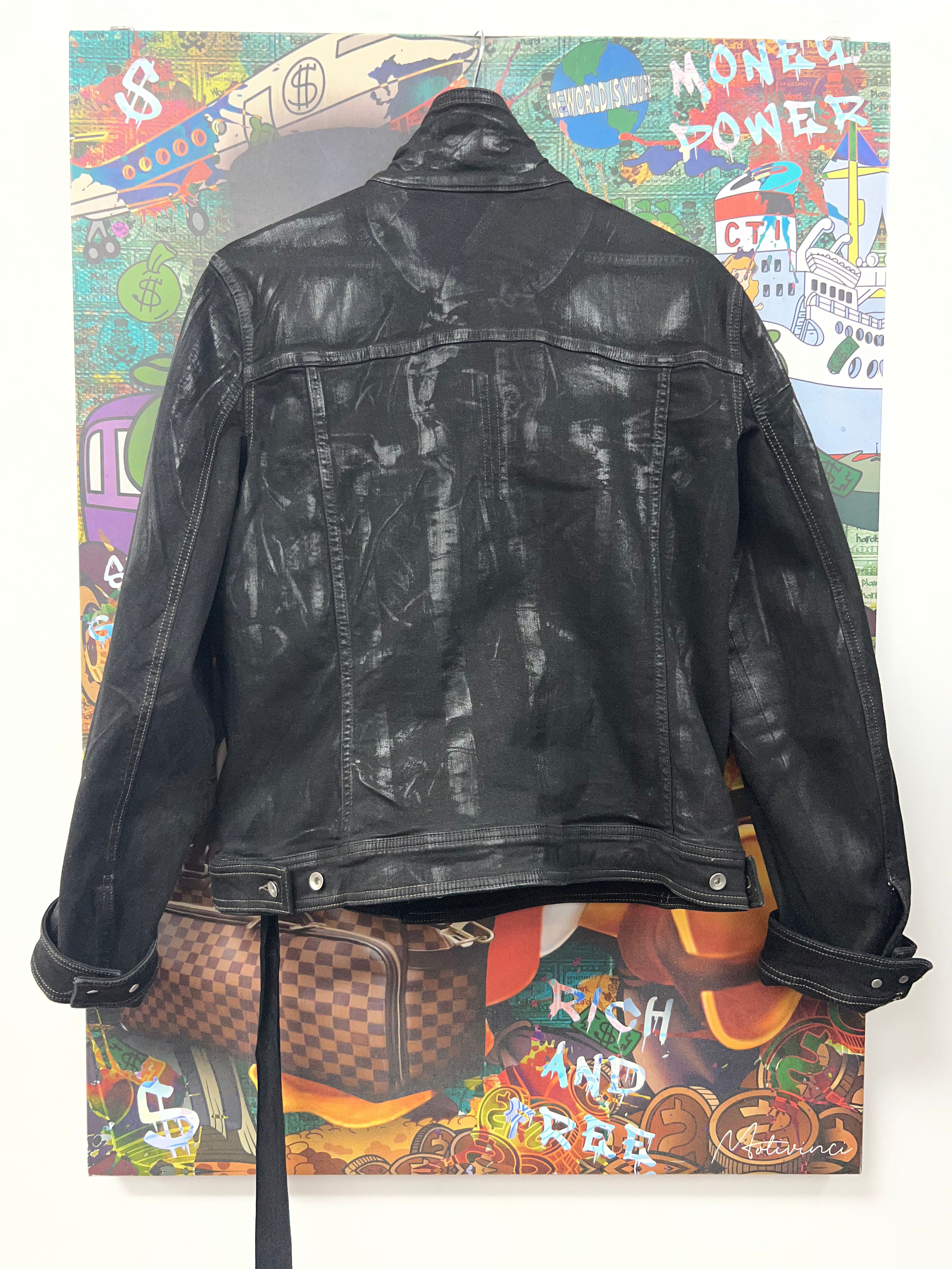 Rick Owens Black Wax Trucker Denim Jacket